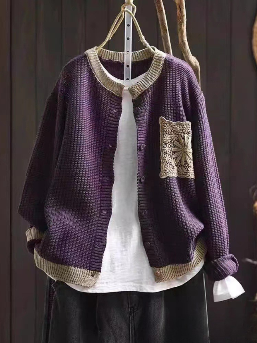 Women's Knit Cardigan UK – Brown Olive Textured | The Rosalie | Huna
