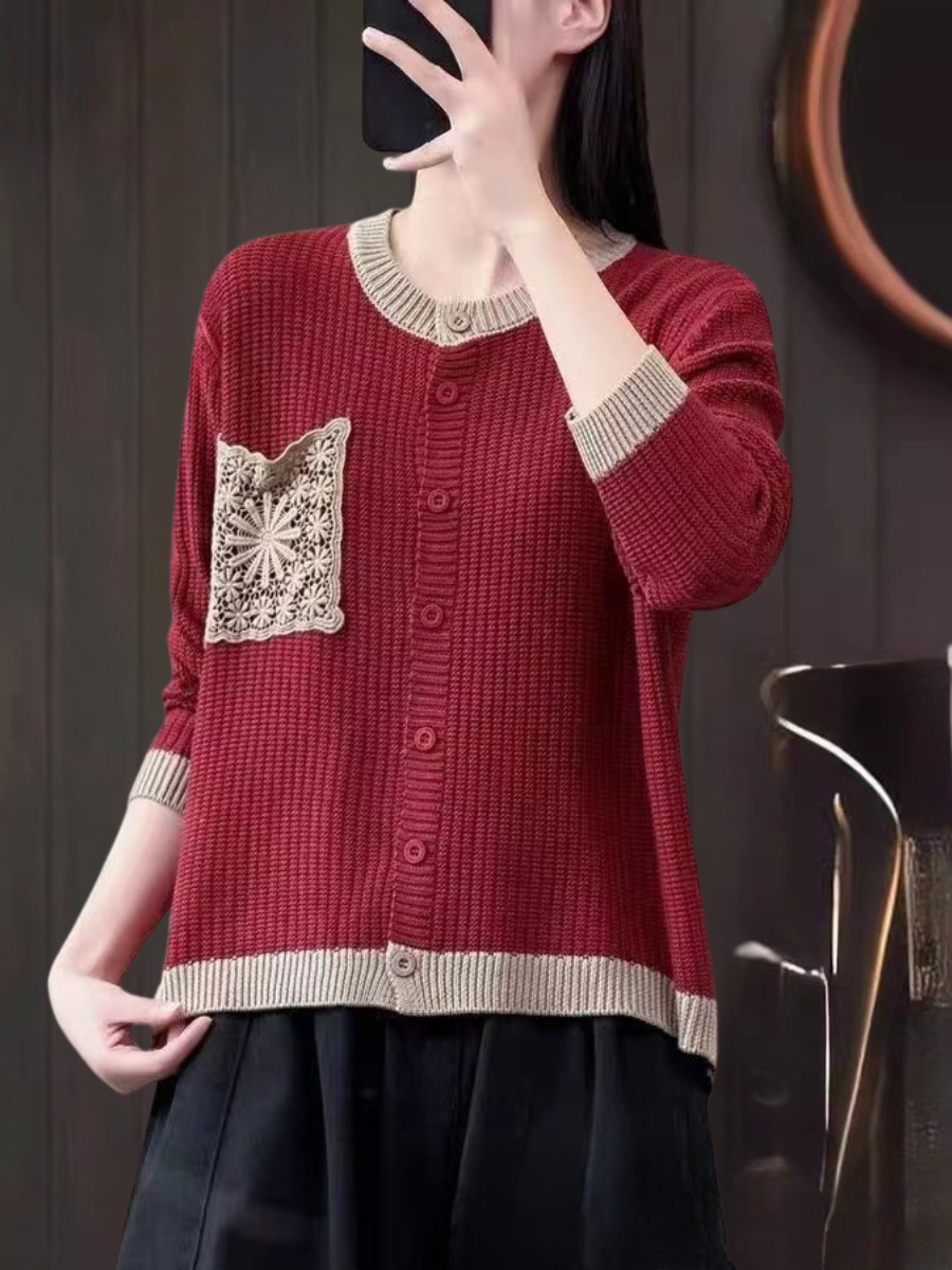 Women's Knit Cardigan UK – Brown Olive Textured | The Rosalie | Huna