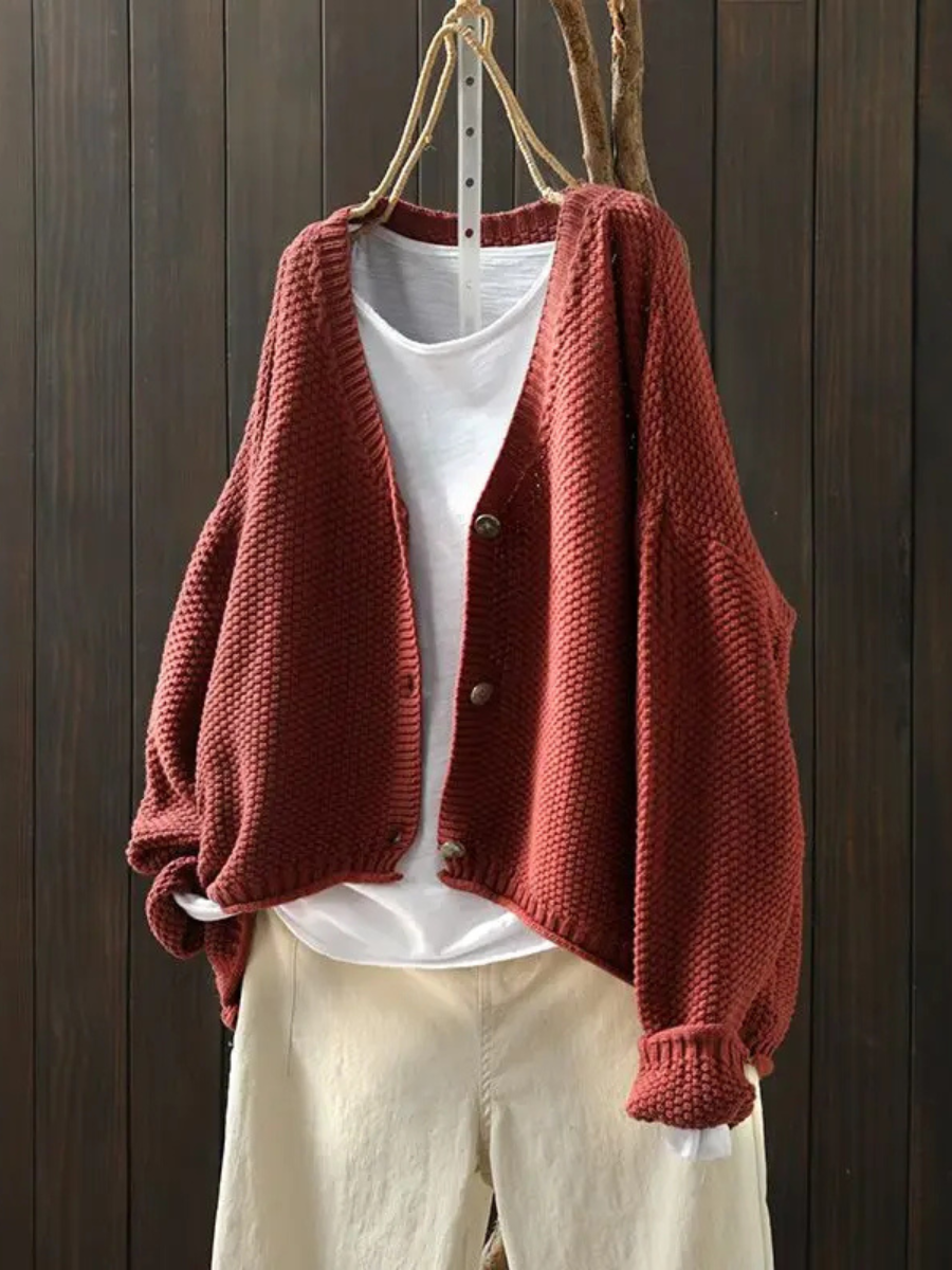 Women's Knit Cardigan UK – Coral V-Neck | The Coralie | Huna