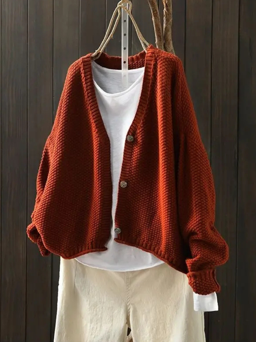 Women's Knit Cardigan UK – Coral V-Neck | The Coralie | Huna