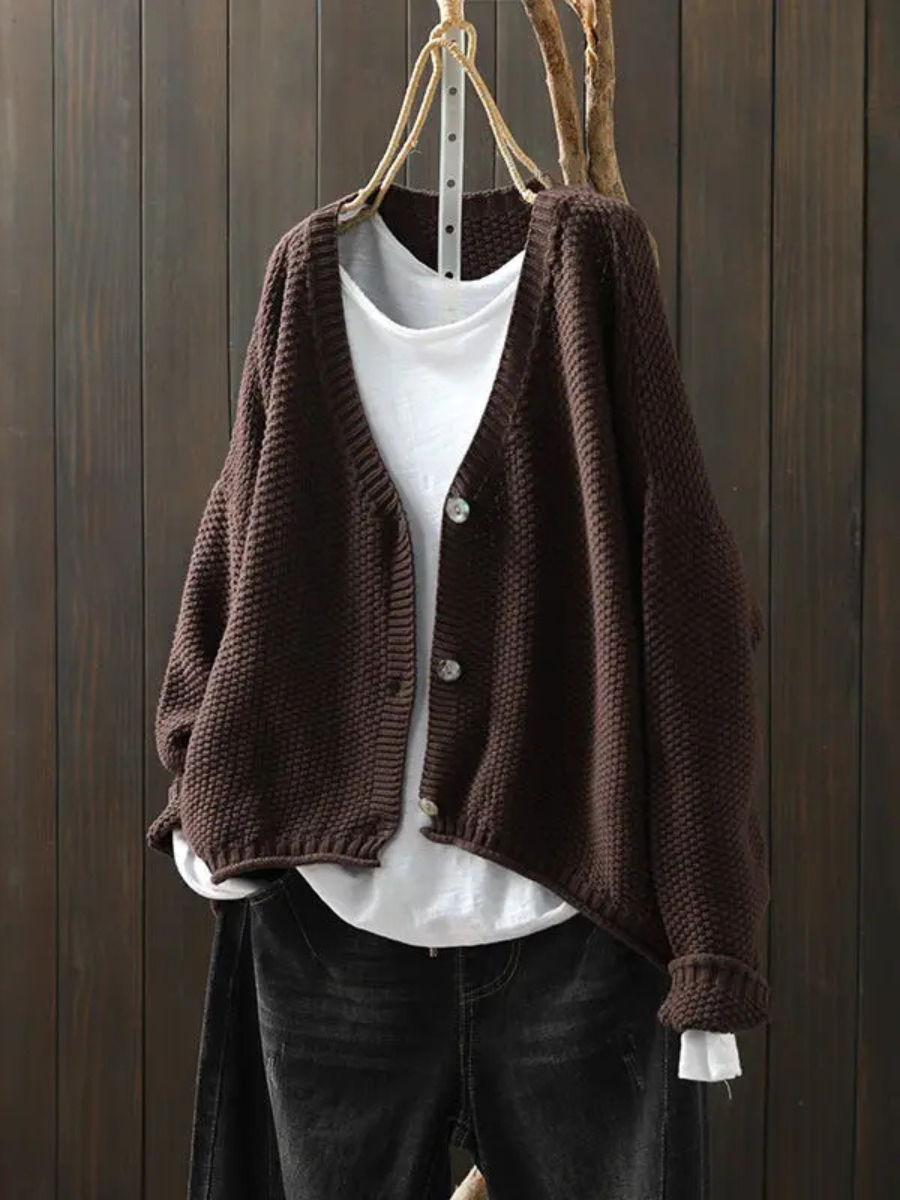 Women's Knit Cardigan UK – Coral V-Neck | The Coralie | Huna