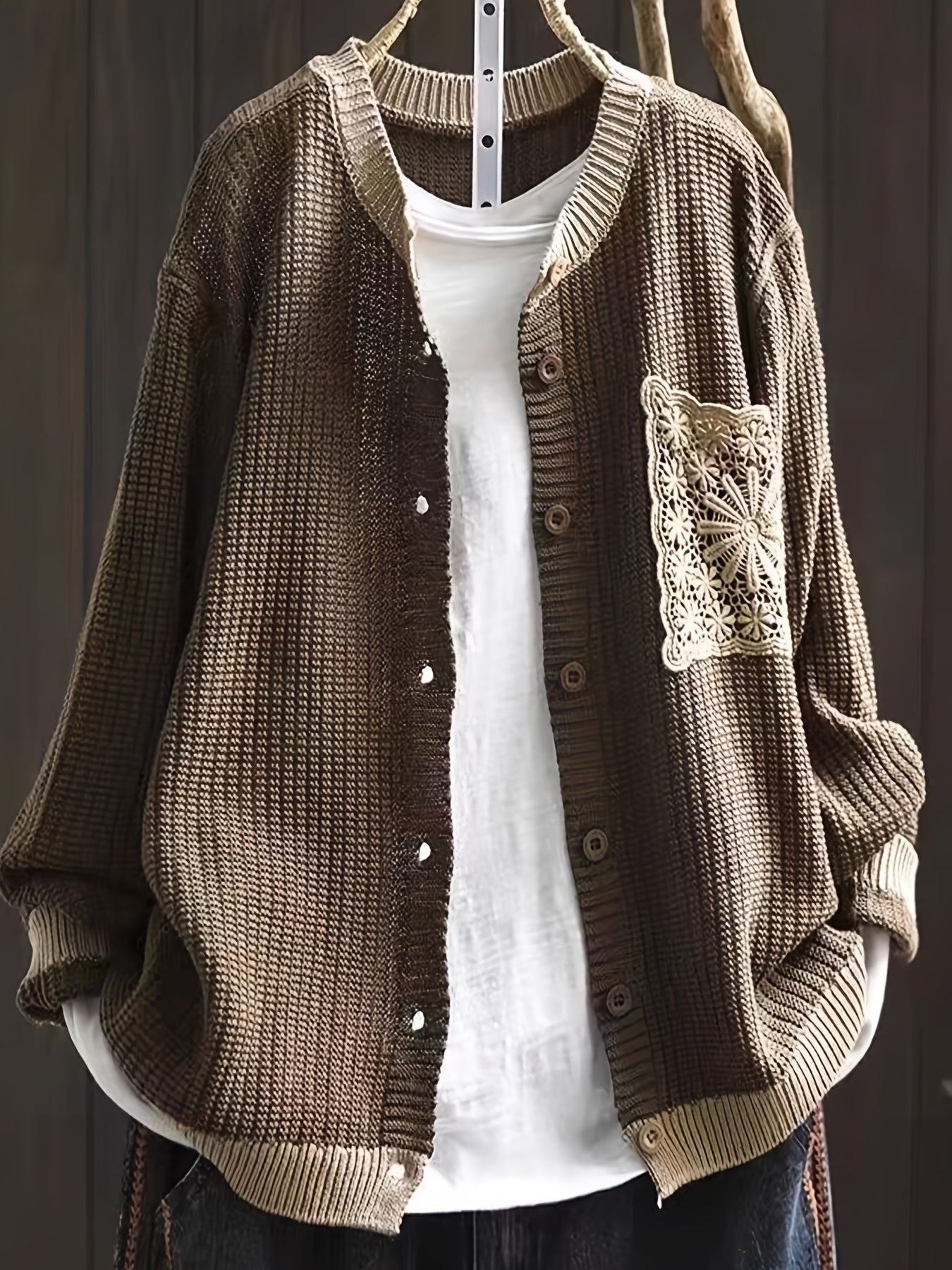 Women's Knit Pocket Coat UK – Neutral Color Block | The Marcelline | Huna