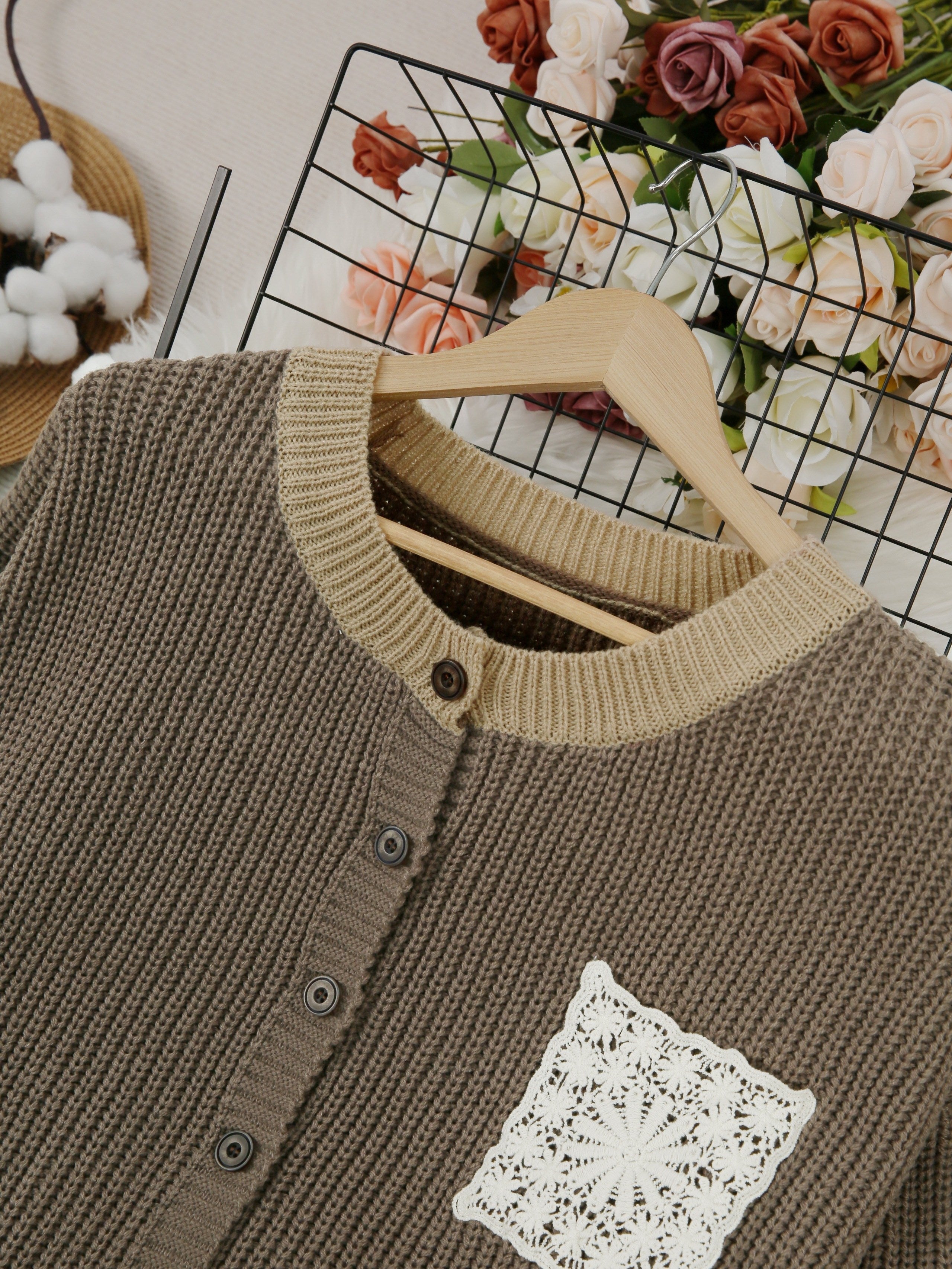 Women's Knit Pocket Coat UK – Neutral Color Block | The Marcelline | Huna