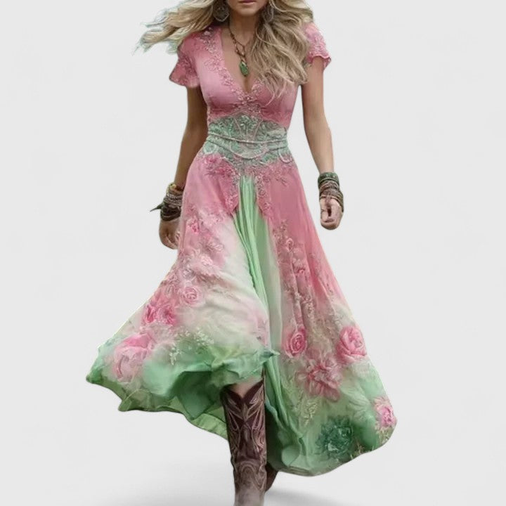 The Laurenyssa – Women's Floral Embroidered Dress | Huna