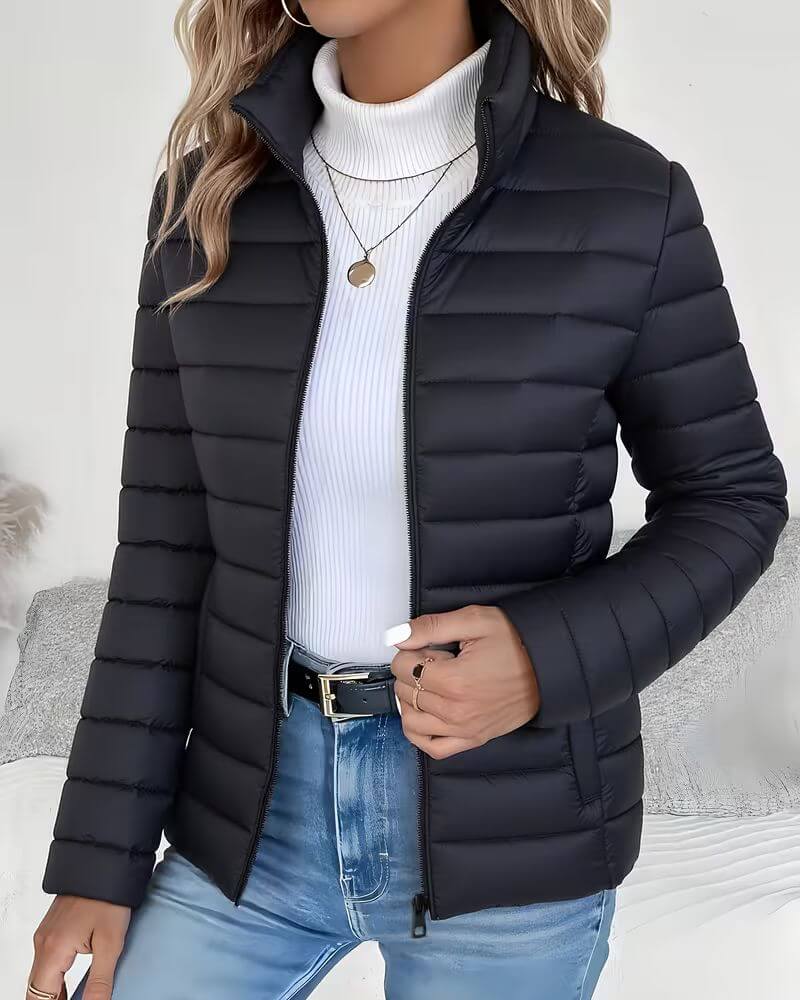 Women's Puffer Jacket UK – Lightweight Stand Collar Zip | The Halona | Huna