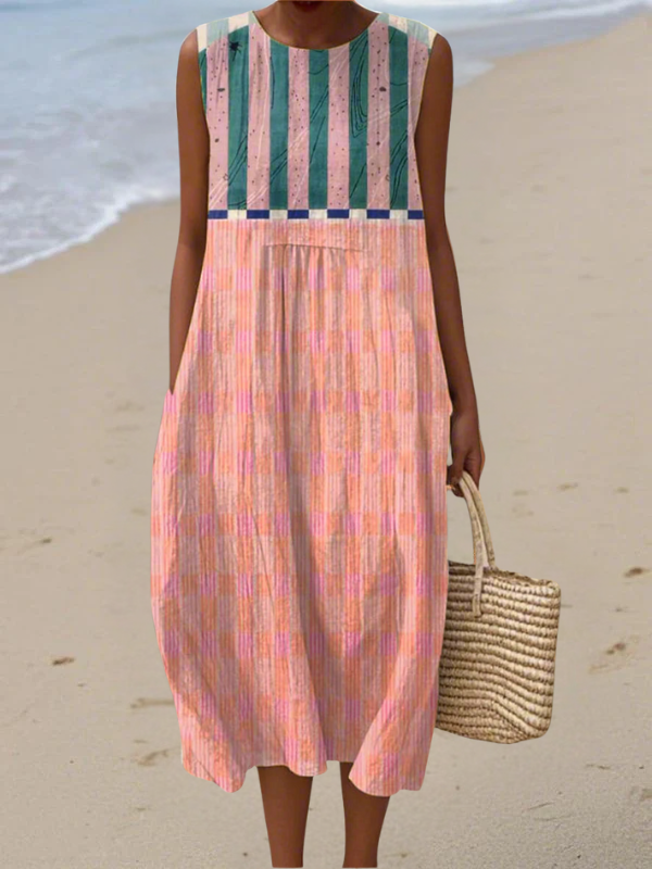 The Lily – Women's Striped Pastel Midi Dress | Huna
