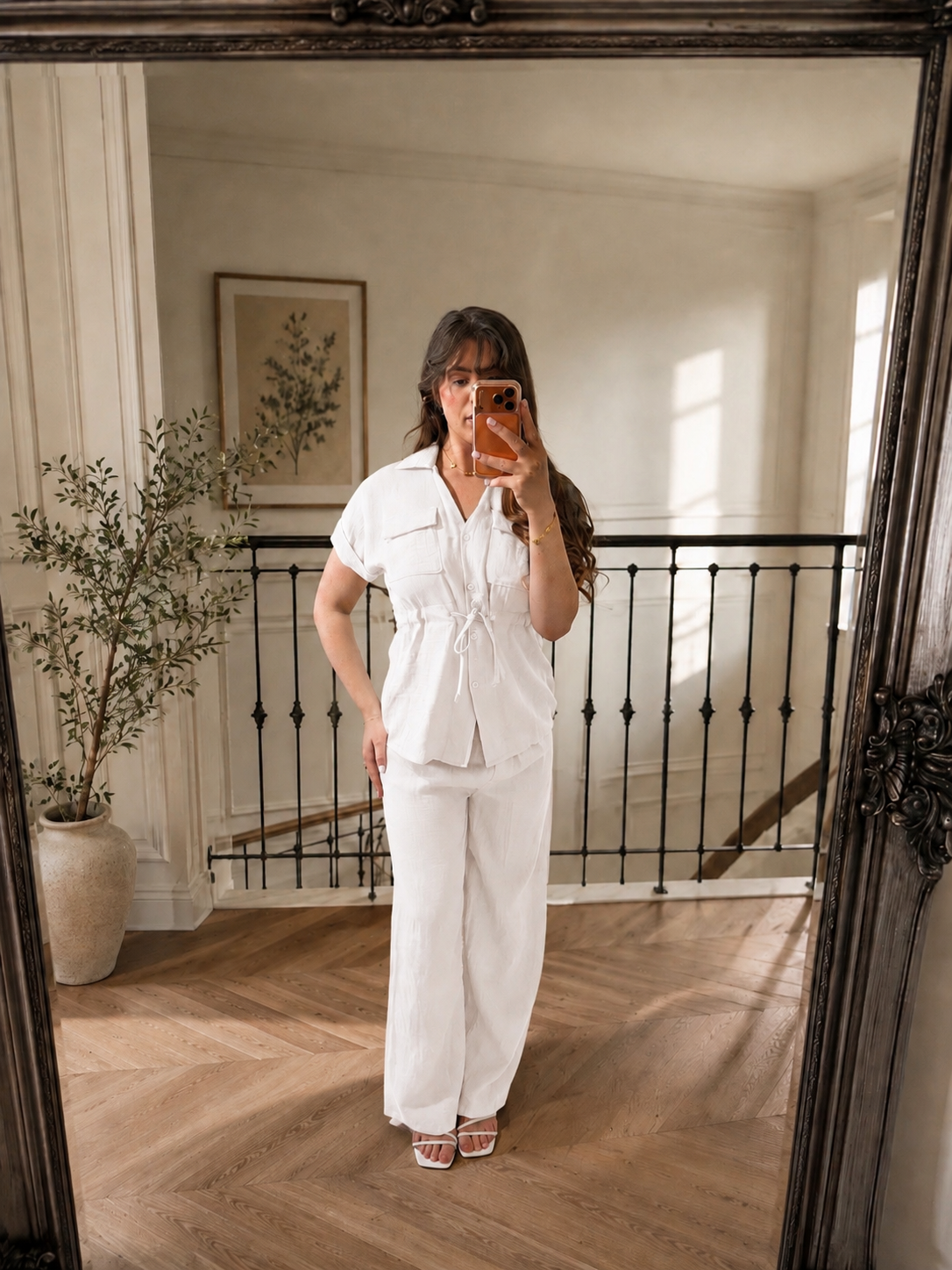 Women's Linen Co-ord Set – Two Piece White | The Esme | Huna