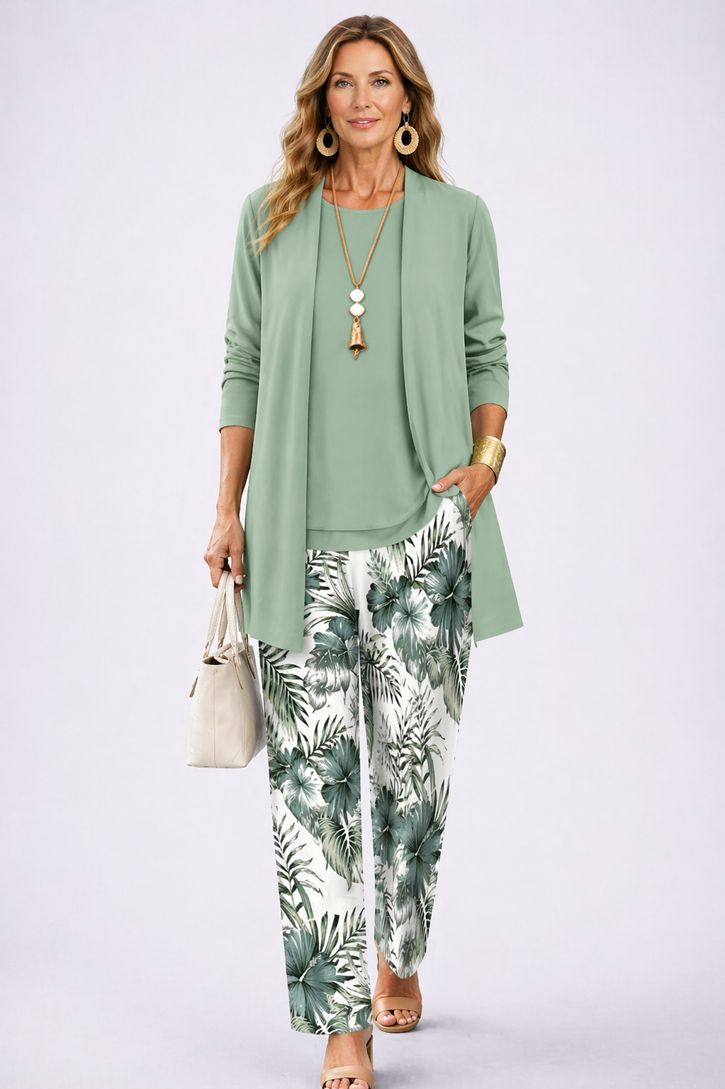 Women's 3 Piece Set UK – Green & White | The Lorraine | Huna