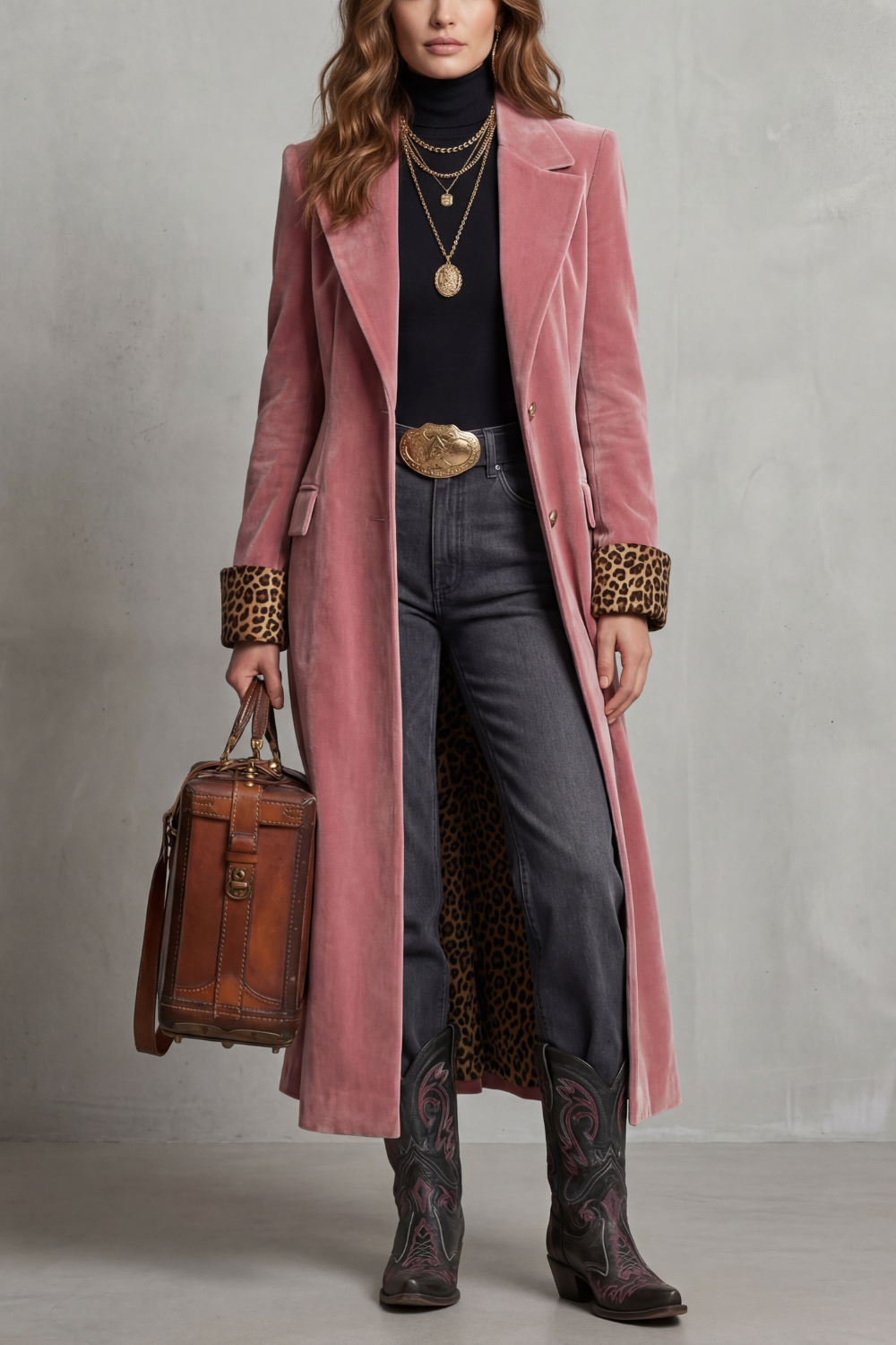Women's velvet long coat – The Bellerose by Huna – view 1