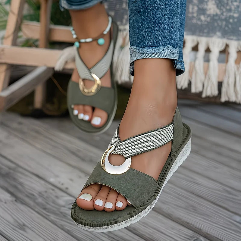 Women's Crossover Strap Flat Sandals – Everyday | The Lynne | Huna