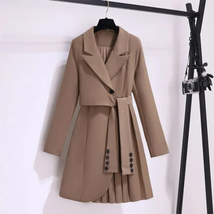 Women's Wrap Coat UK – feminine tie waist, view 2