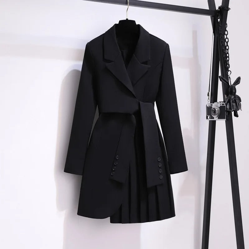 Women's Wrap Coat UK – feminine tie waist, view 3