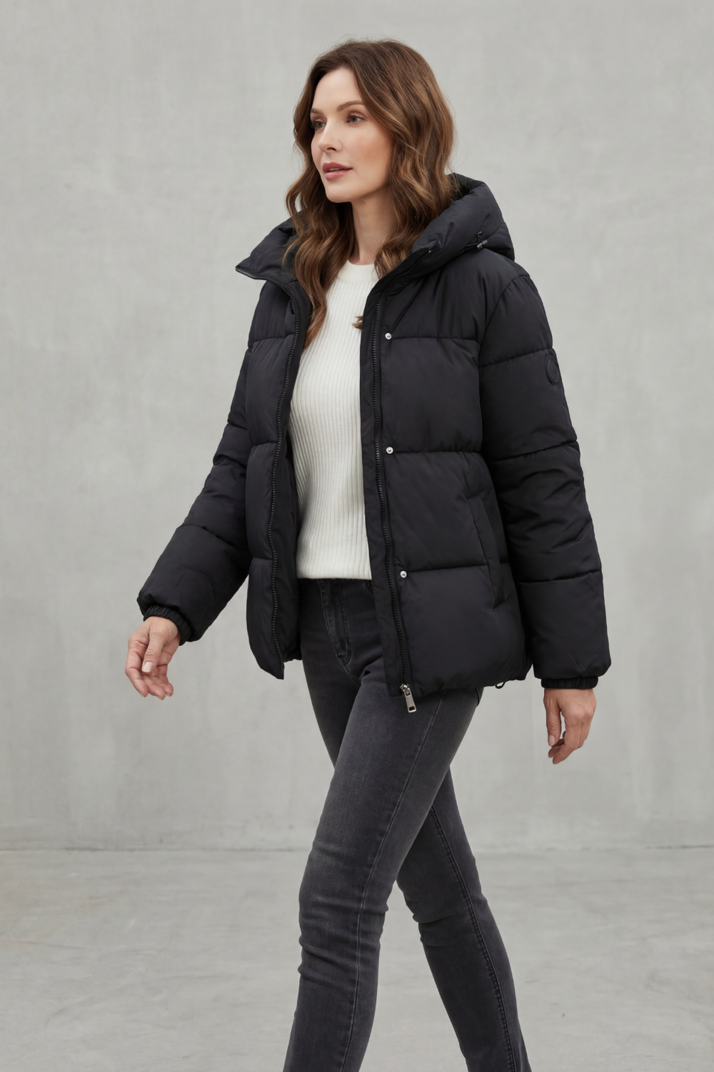 Women's Quilted Puffer Jacket – The Demerelle, view 3