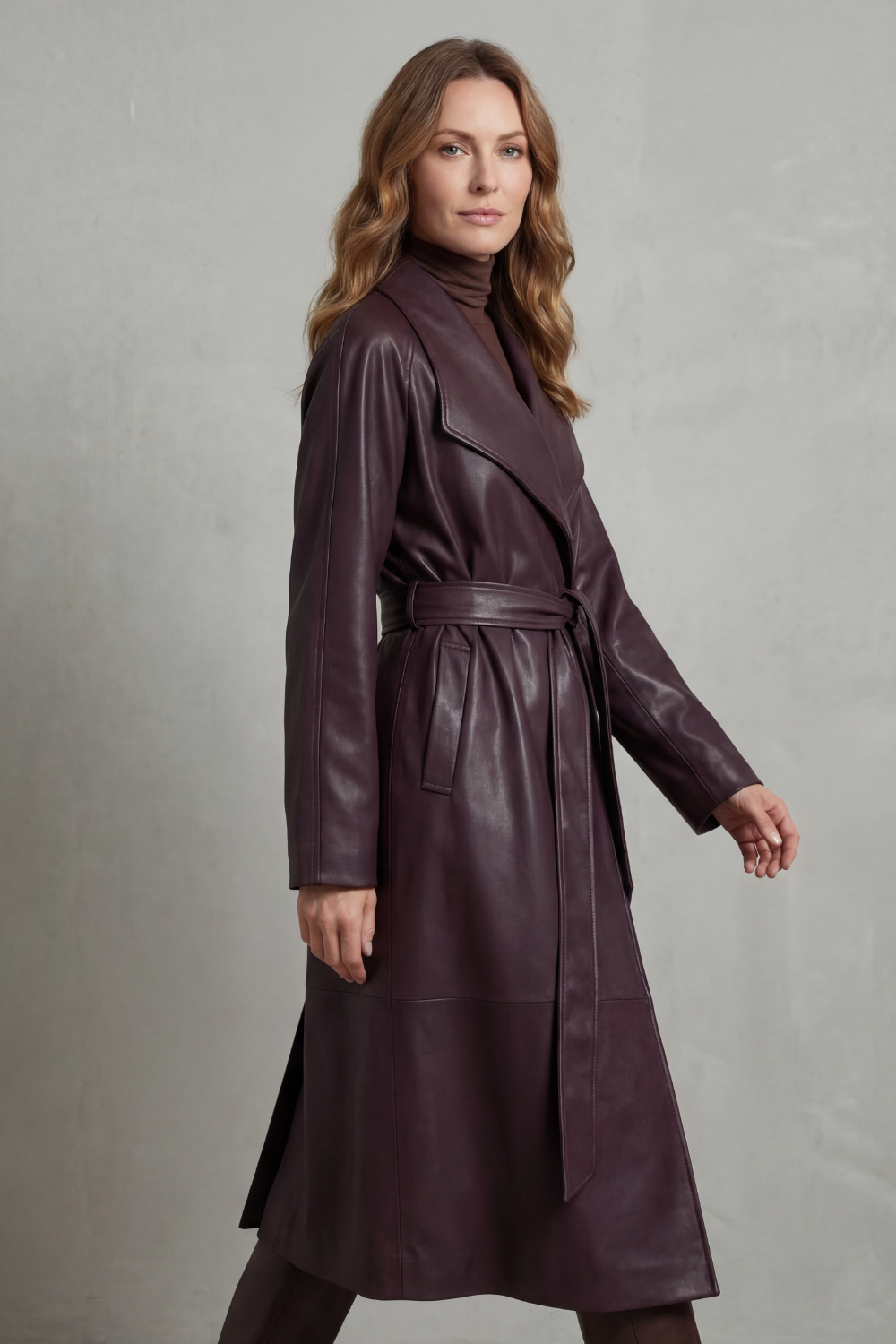 Women's faux leather trench – The Oriandra by Huna – view 3