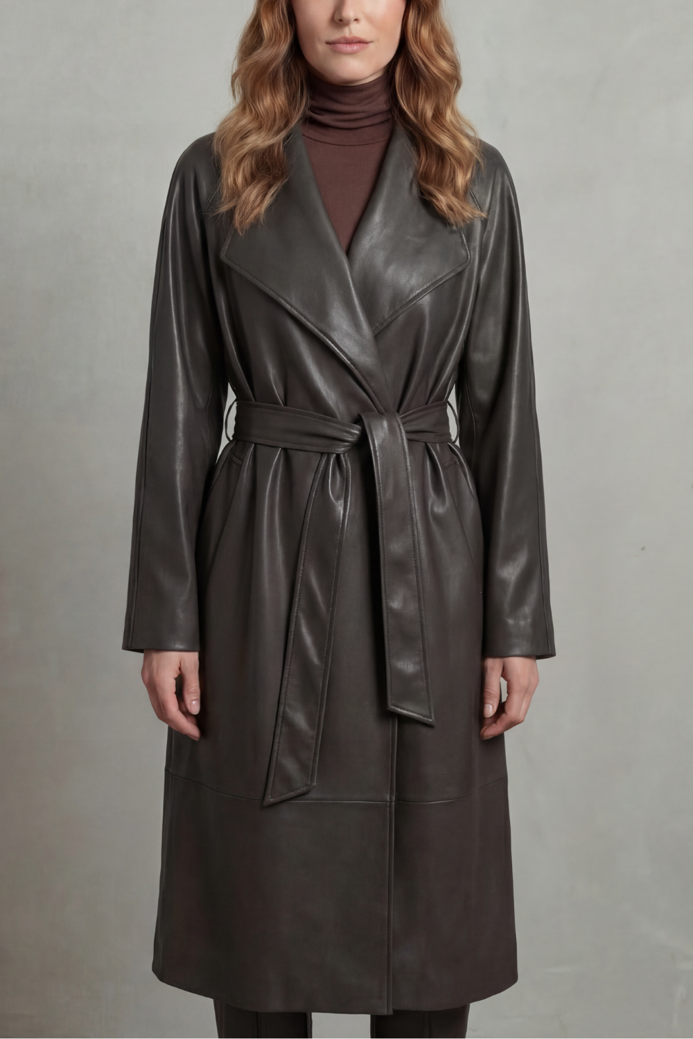 Women's faux leather trench – The Oriandra by Huna – view 7