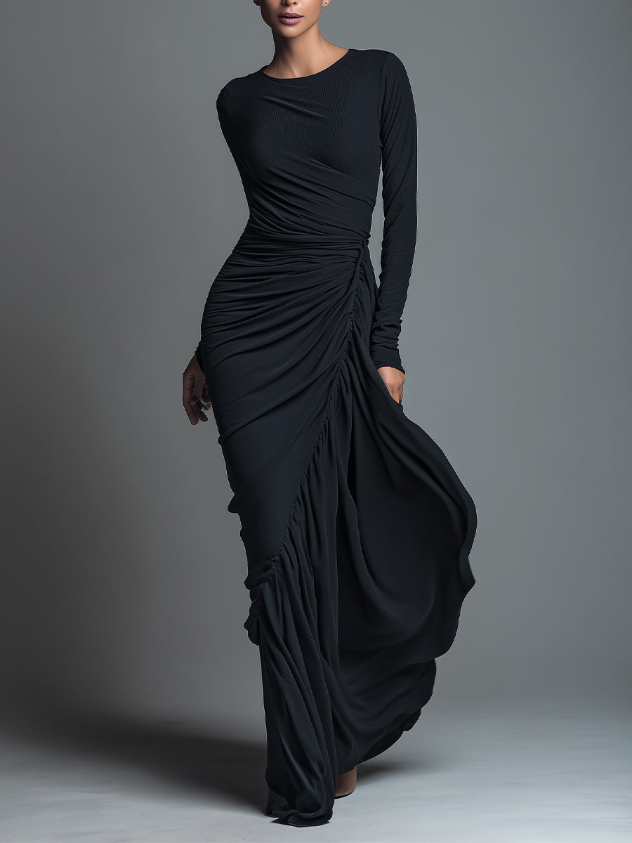 The Noelle – Women's Jersey Knit Long Sleeve Maxi Dress | Huna