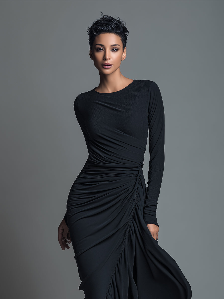 The Noelle – Women's Jersey Knit Long Sleeve Maxi Dress | Huna