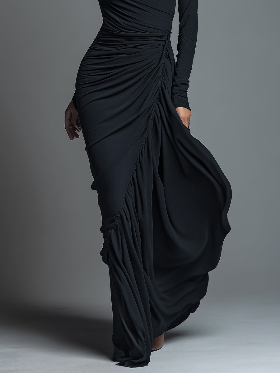 The Noelle – Women's Jersey Knit Long Sleeve Maxi Dress | Huna