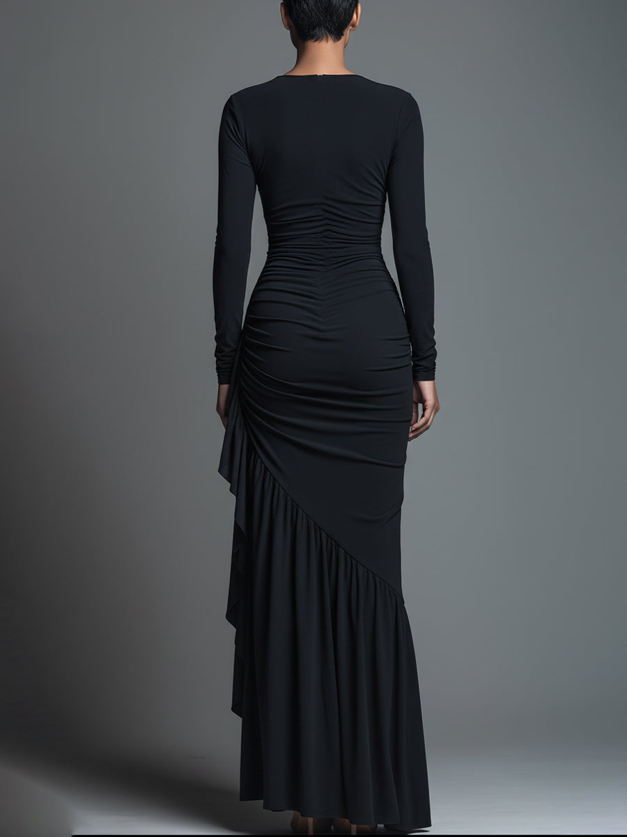 The Noelle – Women's Jersey Knit Long Sleeve Maxi Dress | Huna