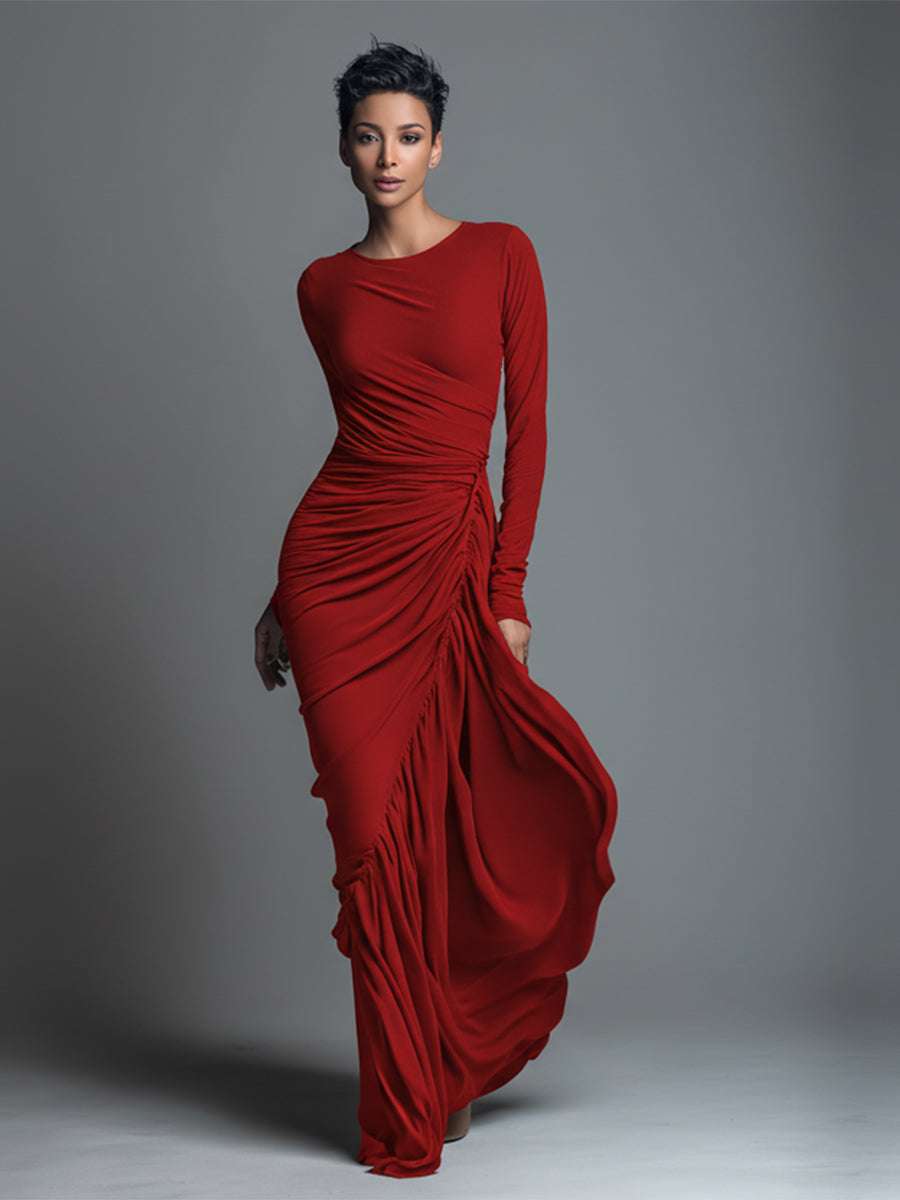 The Noelle – Women's Jersey Knit Long Sleeve Maxi Dress | Huna