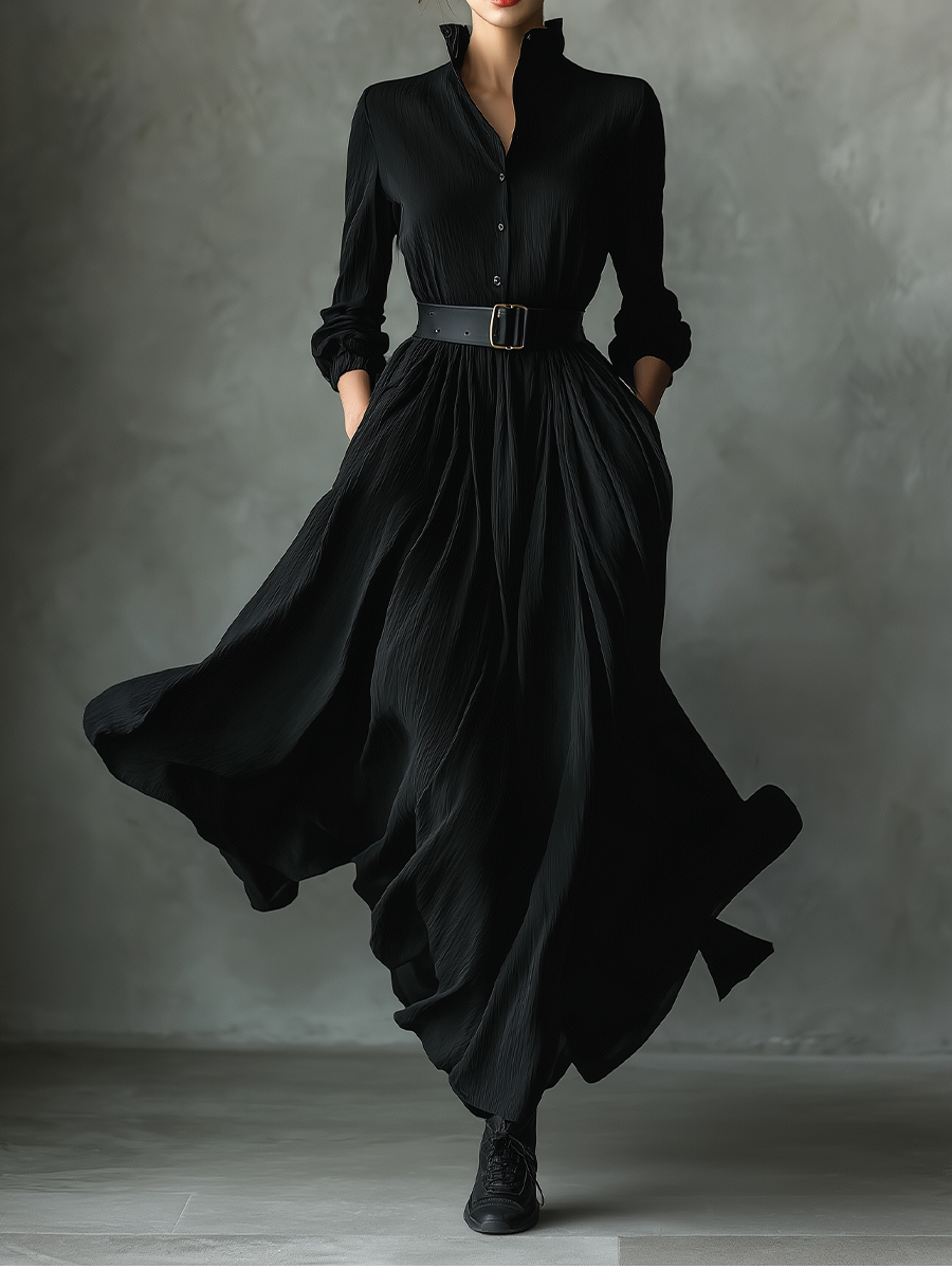 The Ottilie – Women's Textured Pleated Maxi Dress | Huna