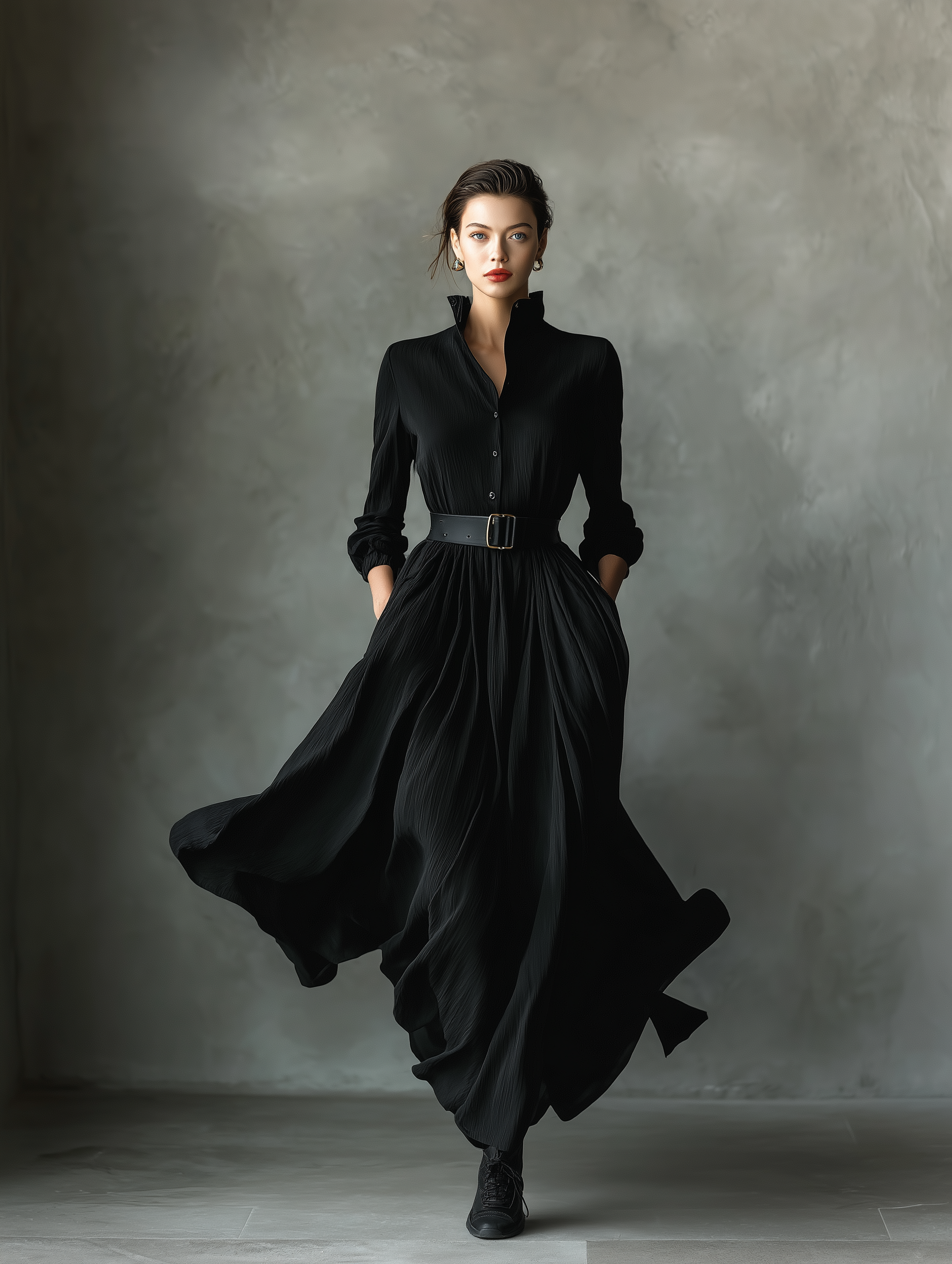 The Ottilie – Women's Textured Pleated Maxi Dress | Huna