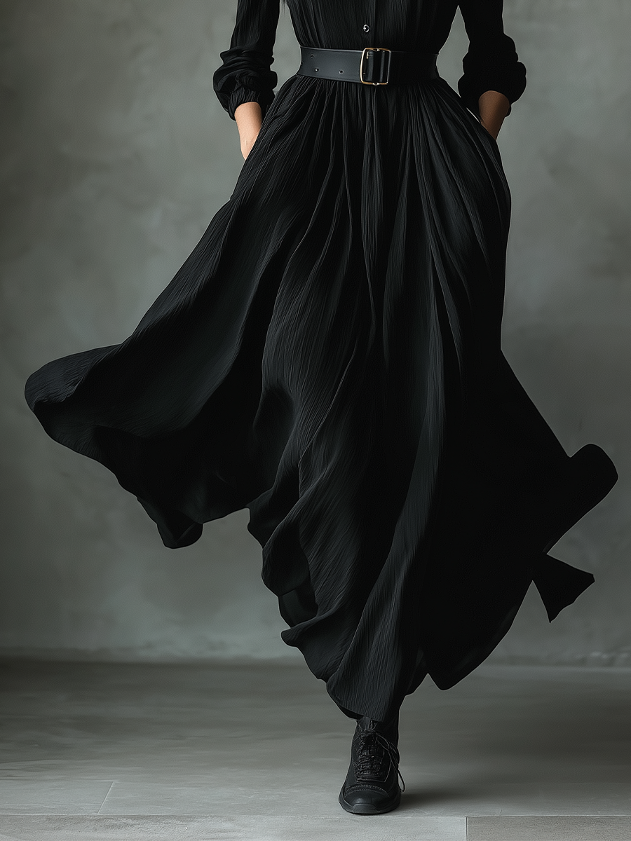 The Ottilie – Women's Textured Pleated Maxi Dress | Huna