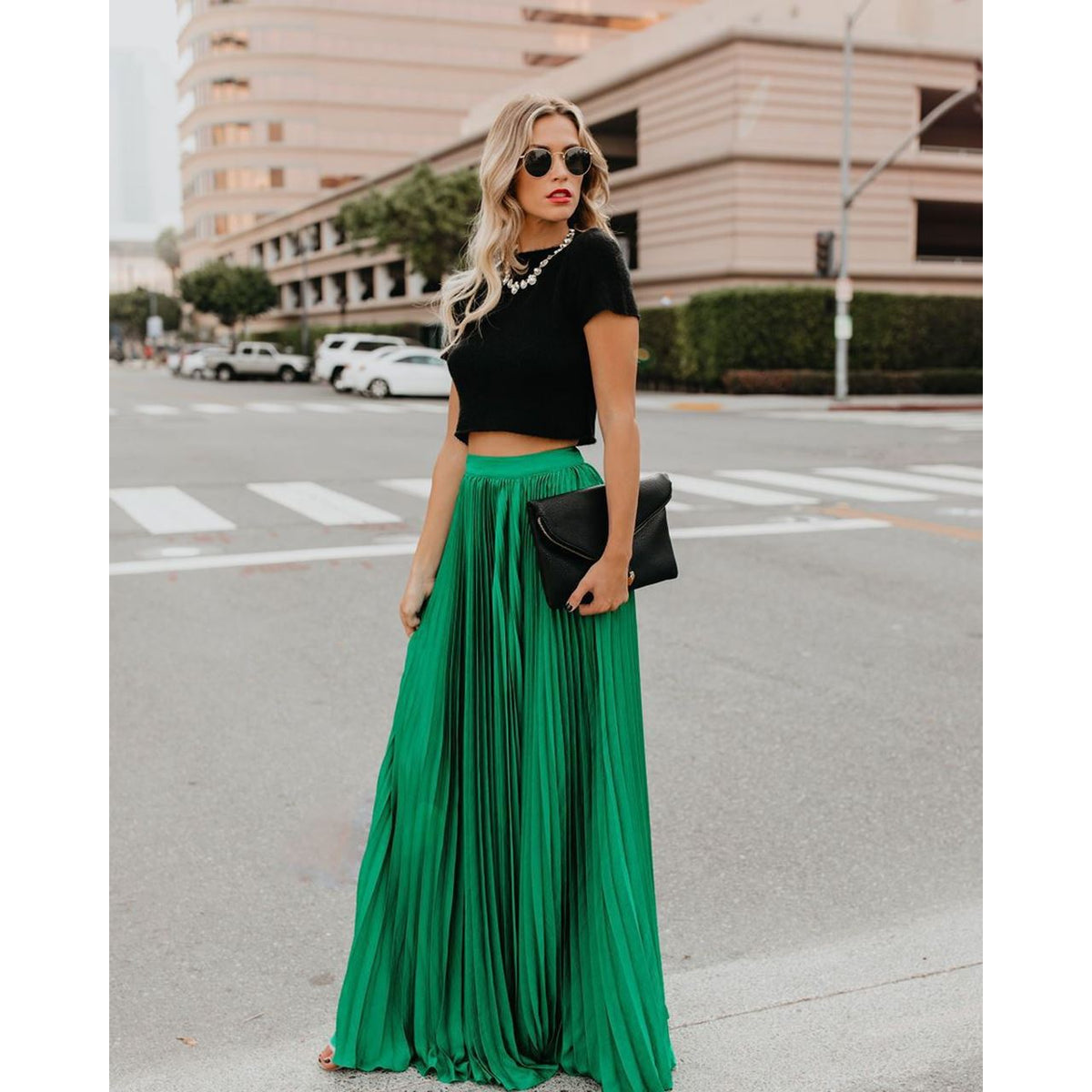 Women's Pleated Maxi Skirt UK – high waist, view 2