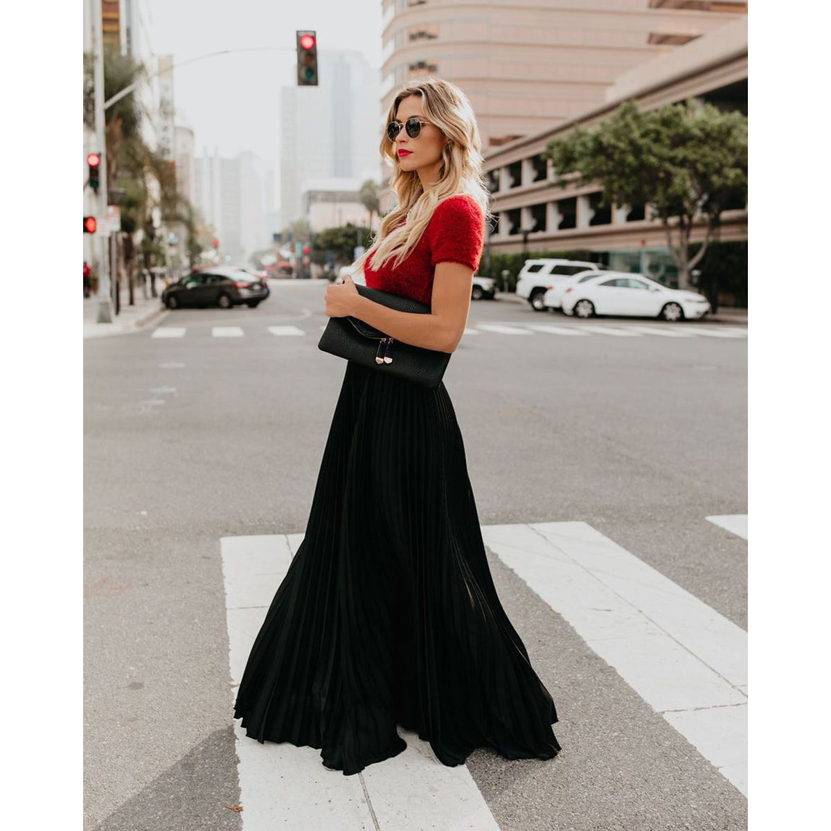 Women's Pleated Maxi Skirt UK – high waist, view 4