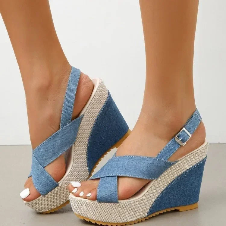 Women's Denim Platform Sandals – Woven | The Freya | Huna