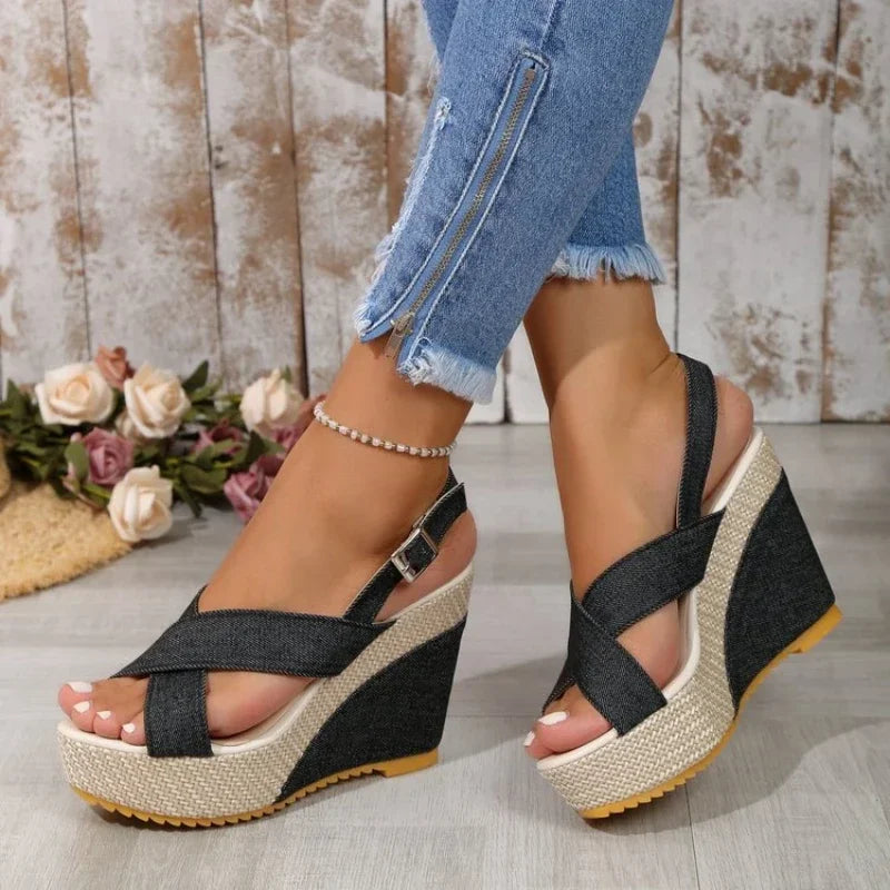 Women's Denim Platform Sandals – Woven | The Freya | Huna