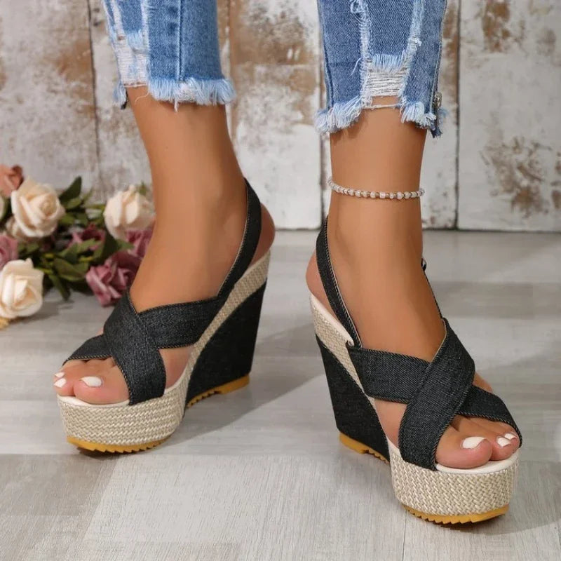 Women's Denim Platform Sandals – Woven | The Freya | Huna