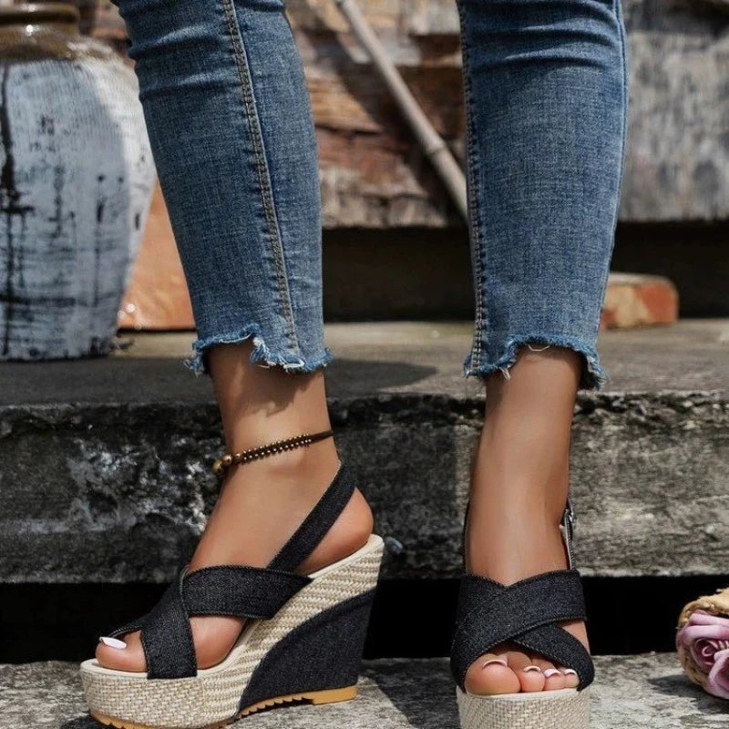 Women's Denim Platform Sandals – Woven | The Freya | Huna