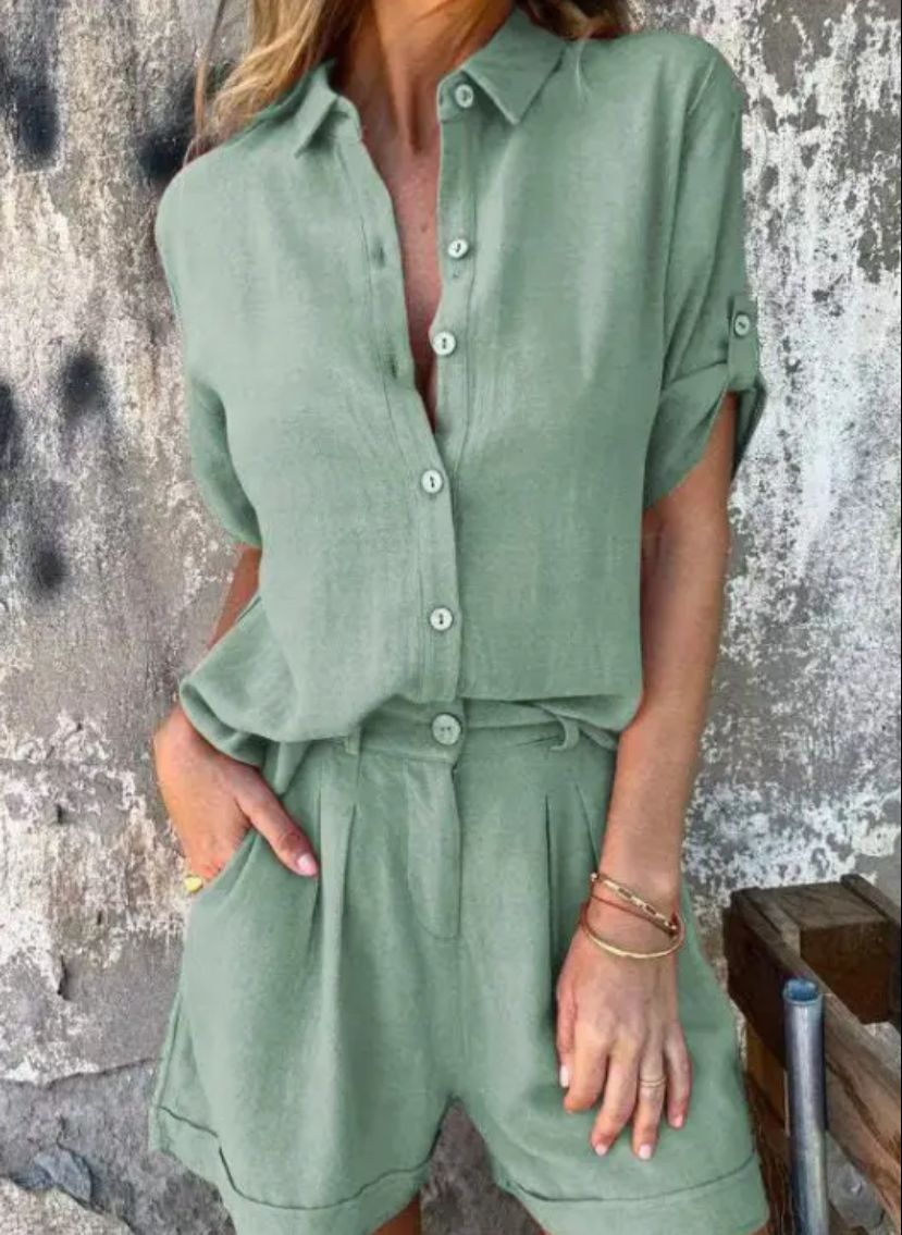 Women's Linen Blend Two Piece Set – Co-ord | The Maya | Huna