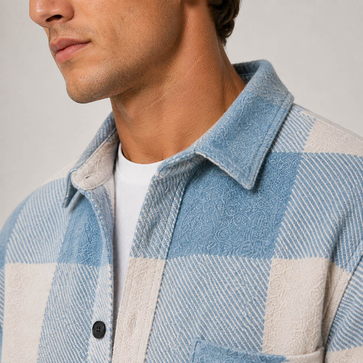 Men's checked overshirt – The Hawthorne by Huna – product view 3