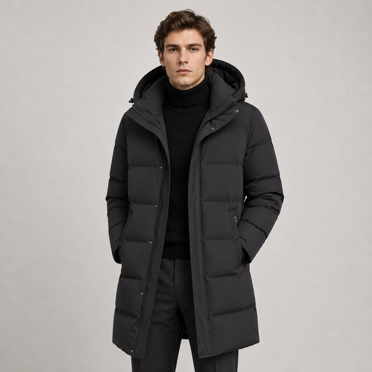 Men's hooded winter parka – The Whitmore by Huna – product view 6