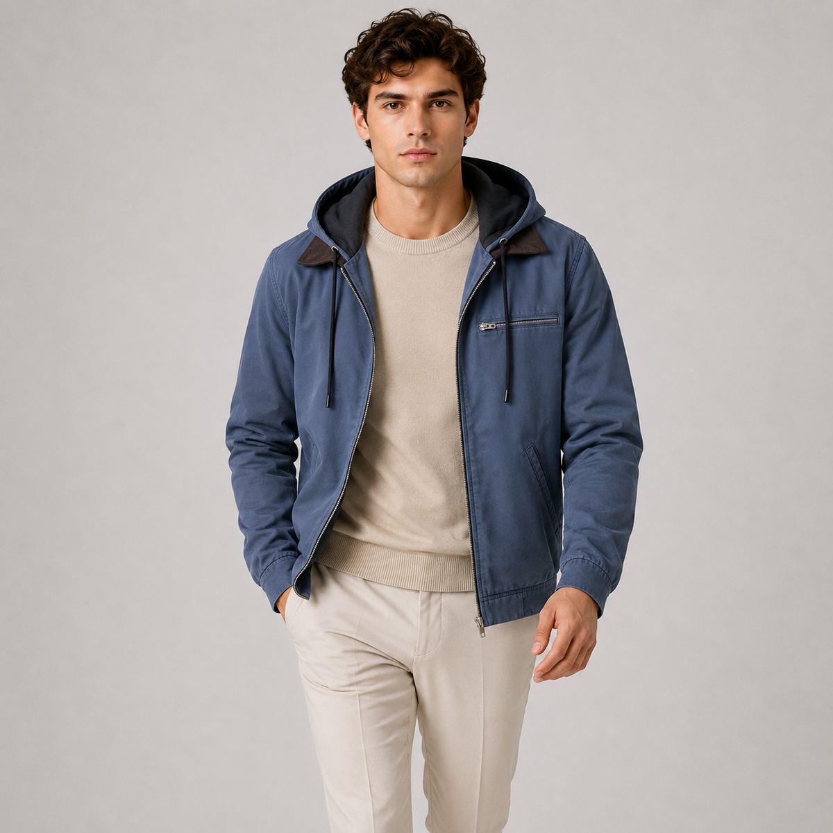 Men's hooded Harrington jacket – The Beckett by Huna – product view 5