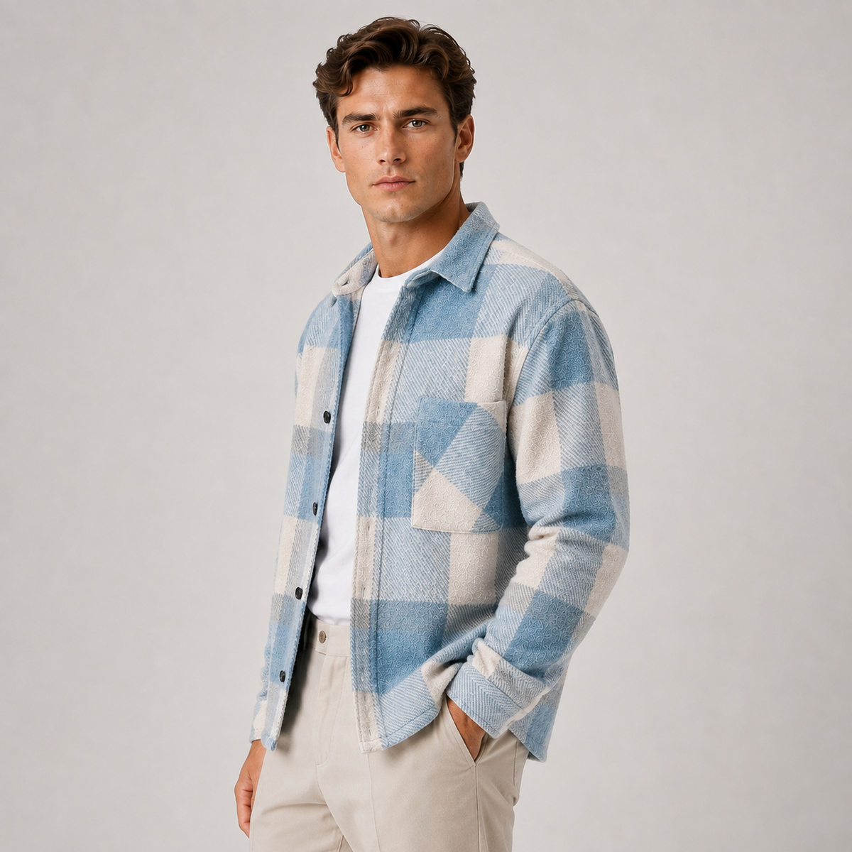 Men's checked overshirt – The Hawthorne by Huna – product view 2