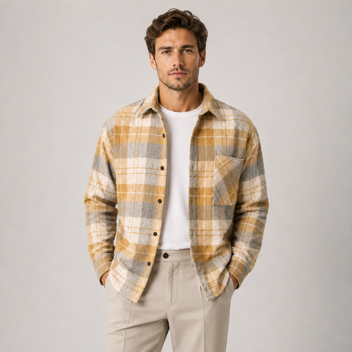Men's checked overshirt – The Hawthorne by Huna – product view 6