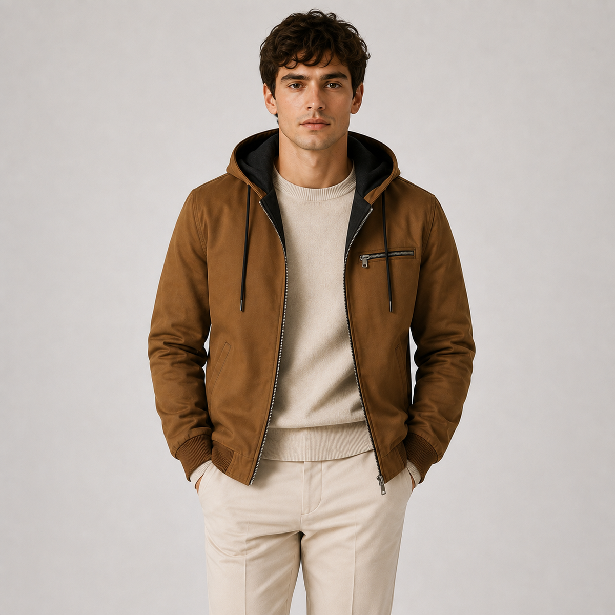 Men's hooded Harrington jacket – The Beckett by Huna – product view 7