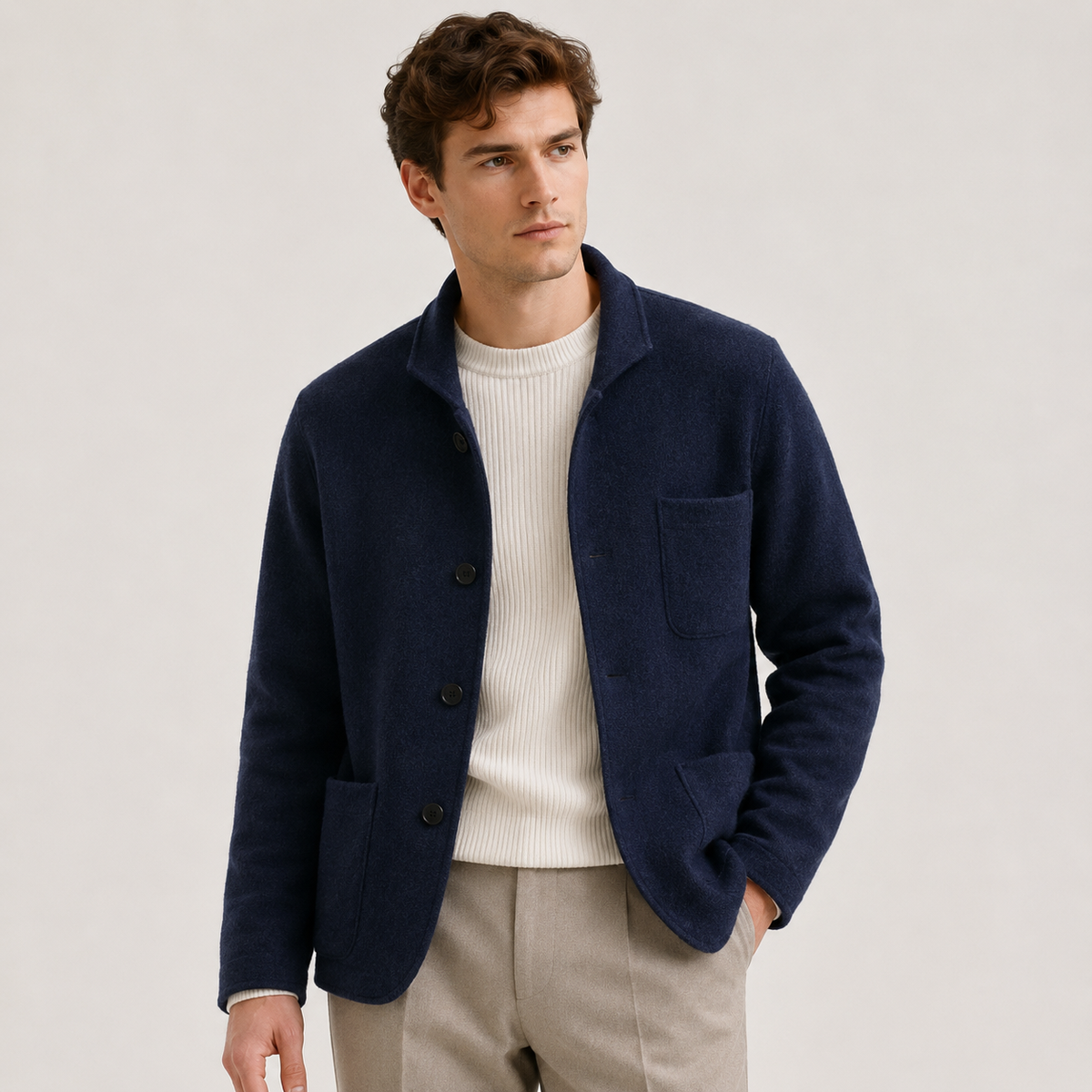 Men's knitted cardigan – The Warwick by Huna – product view 1