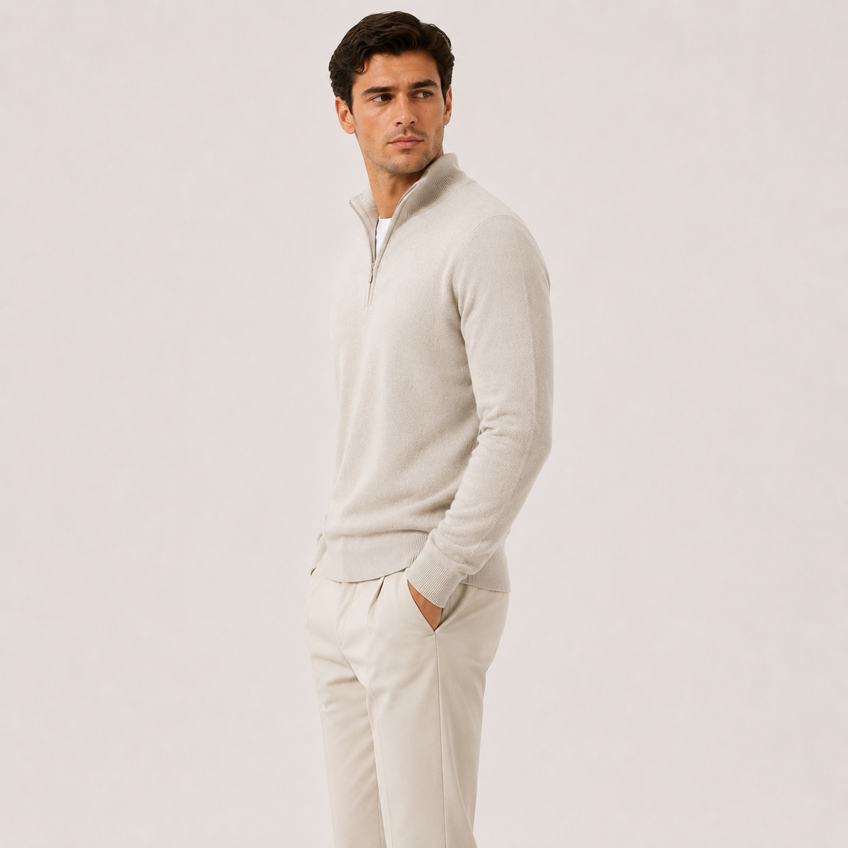 Men's quarter zip jumper – The Pembroke by Huna – product view 2