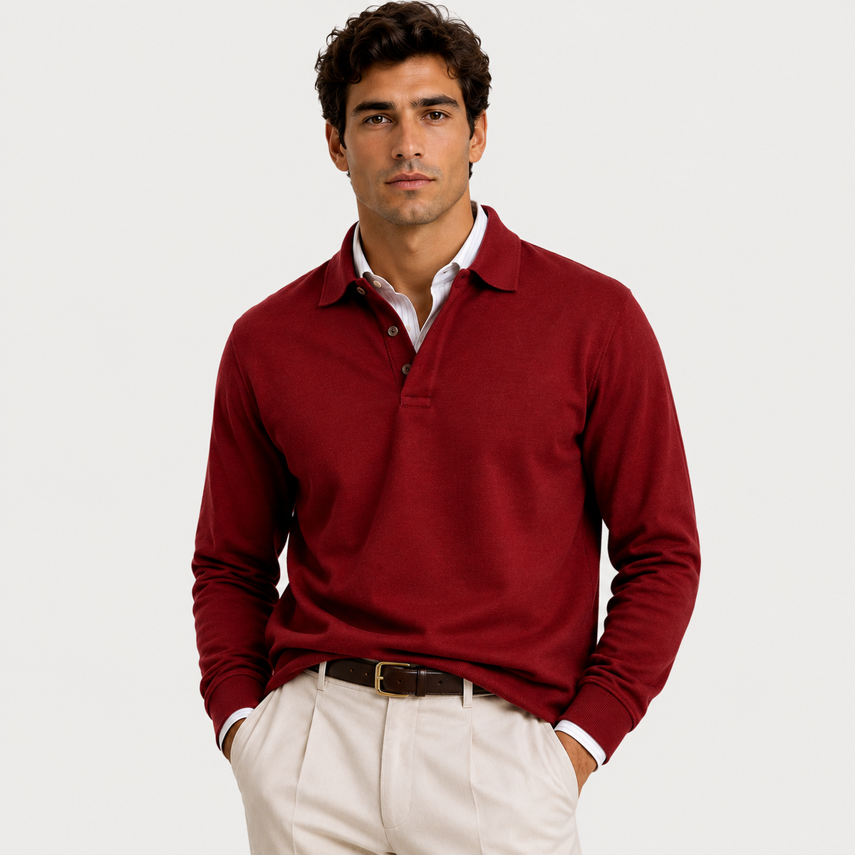 Men's knitted polo jumper – The Alistair by Huna – product view 6