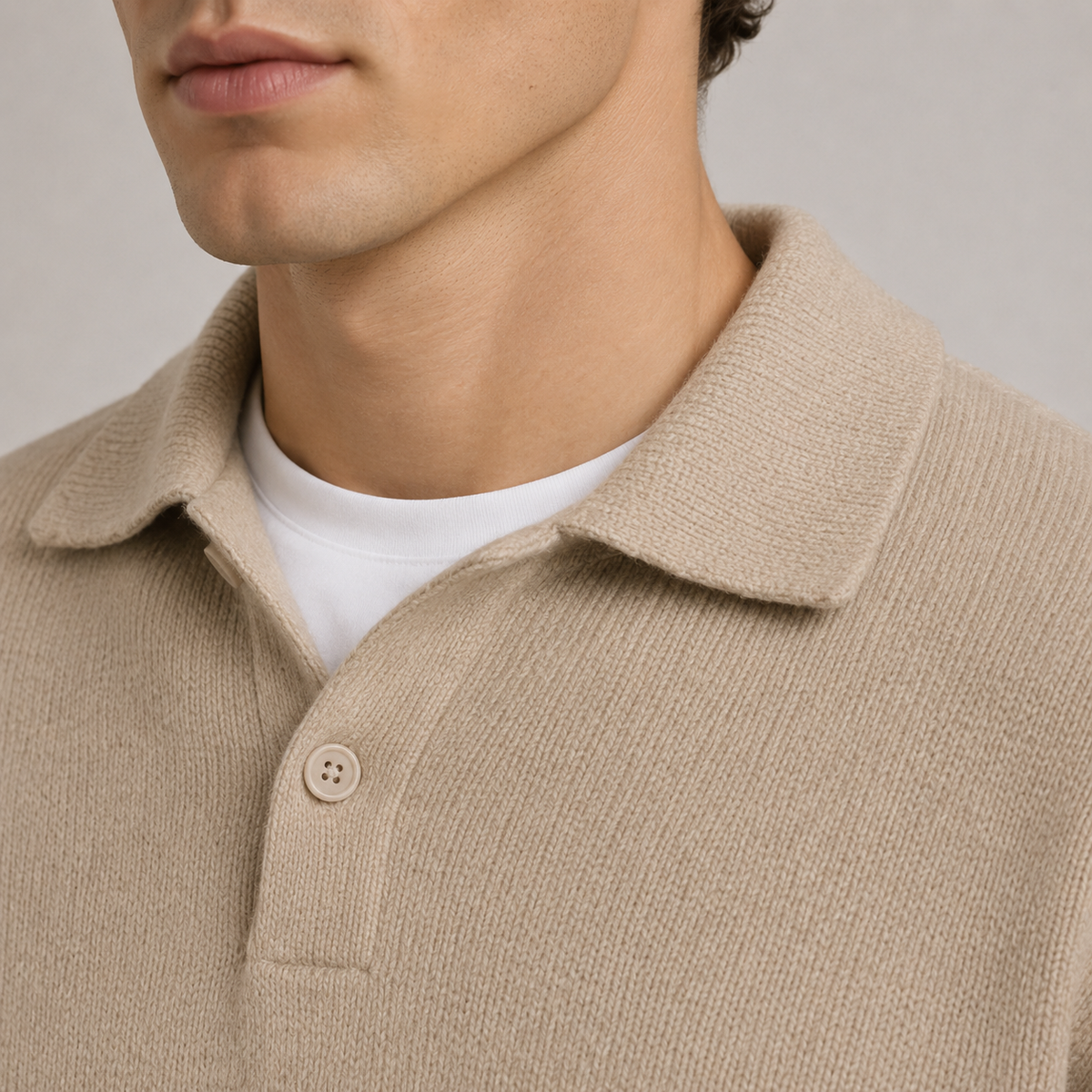 Men's polo jumper – The Ambrose by Huna – product view 3