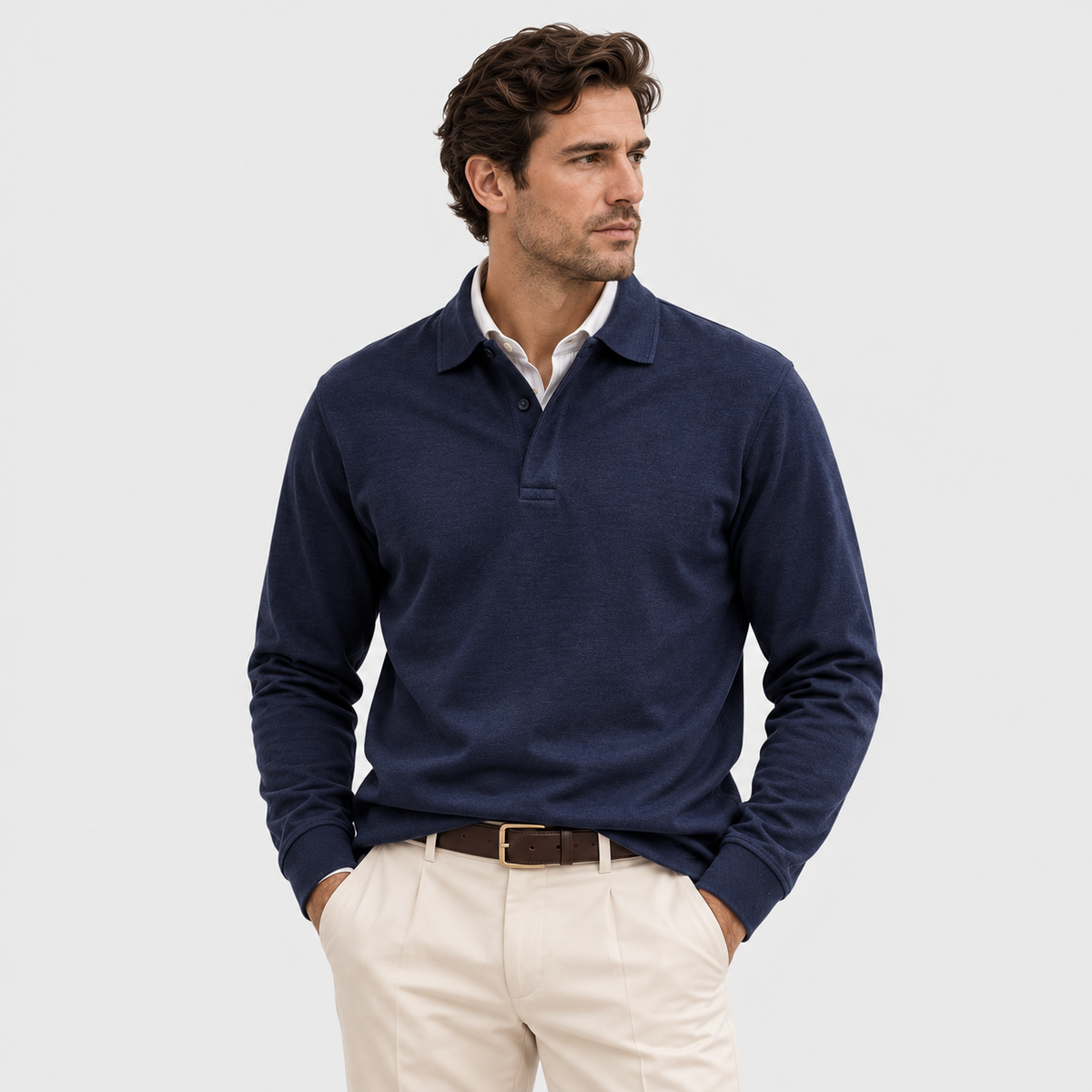 Men's knitted polo jumper – The Alistair by Huna – product view 1