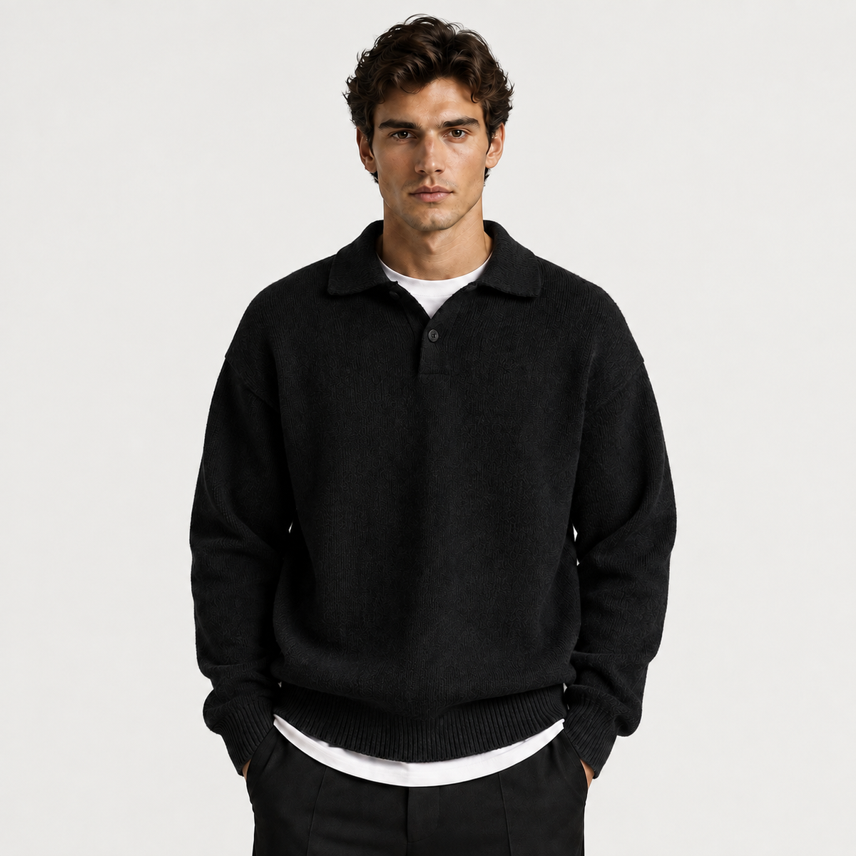Men's polo jumper – The Ambrose by Huna – product view 5