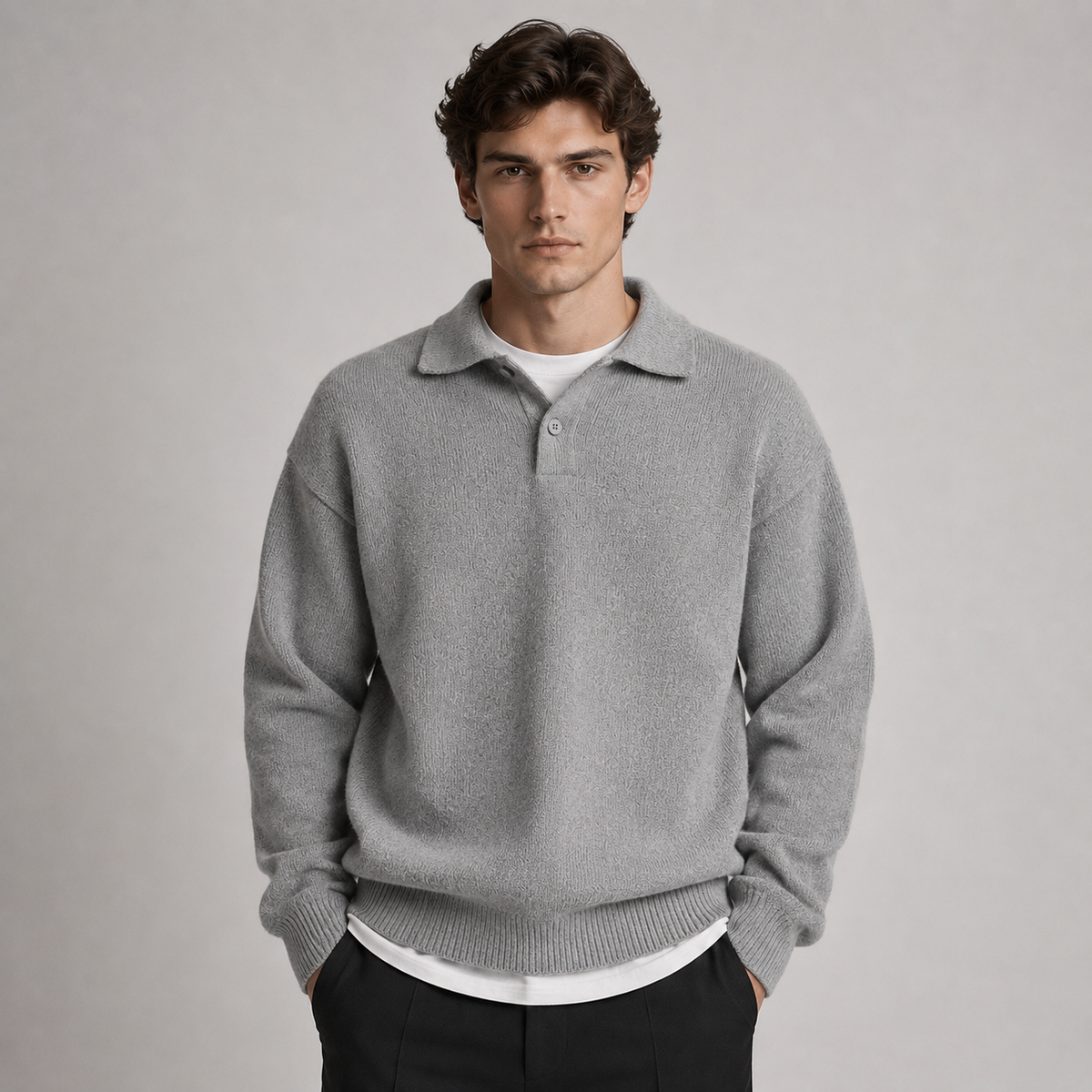 Men's polo jumper – The Ambrose by Huna – product view 6