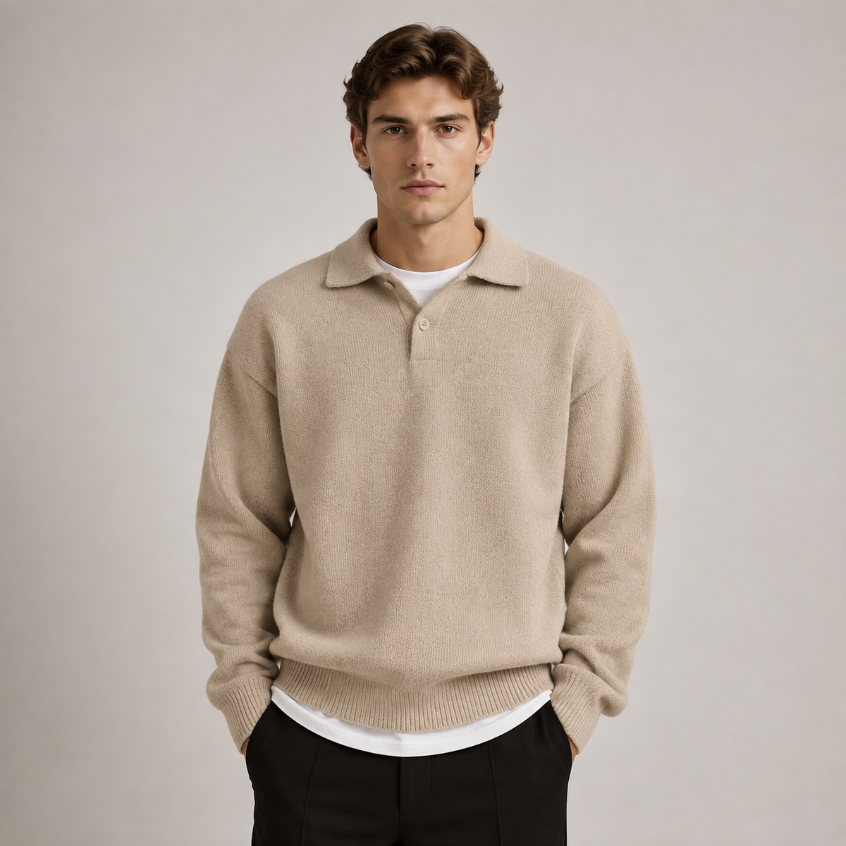 Men's polo jumper – The Ambrose by Huna – product view 1