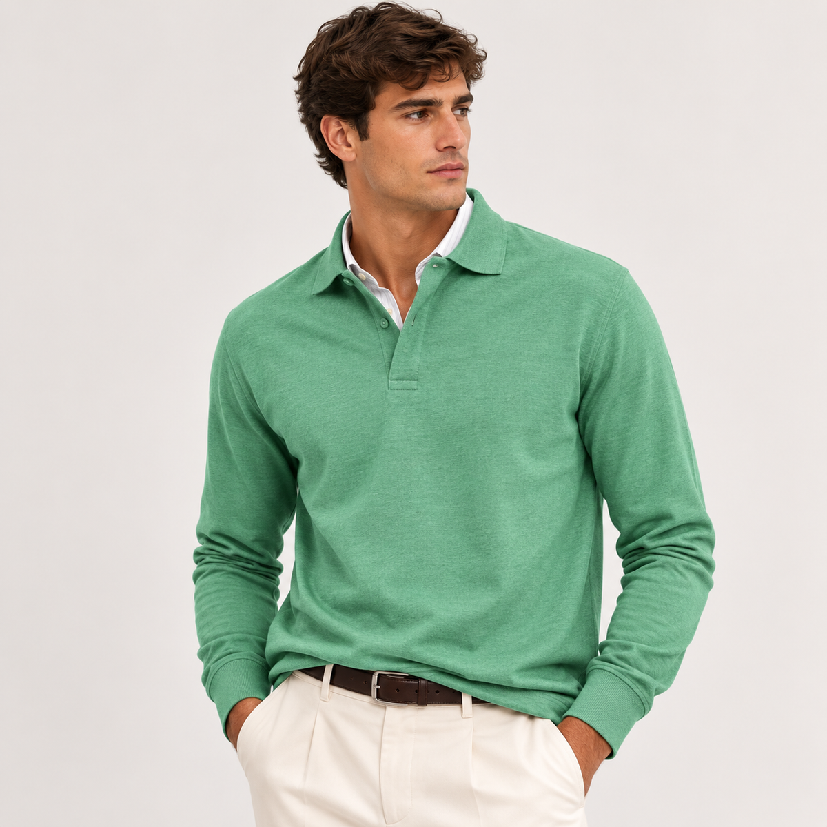 Men's knitted polo jumper – The Alistair by Huna – product view 11