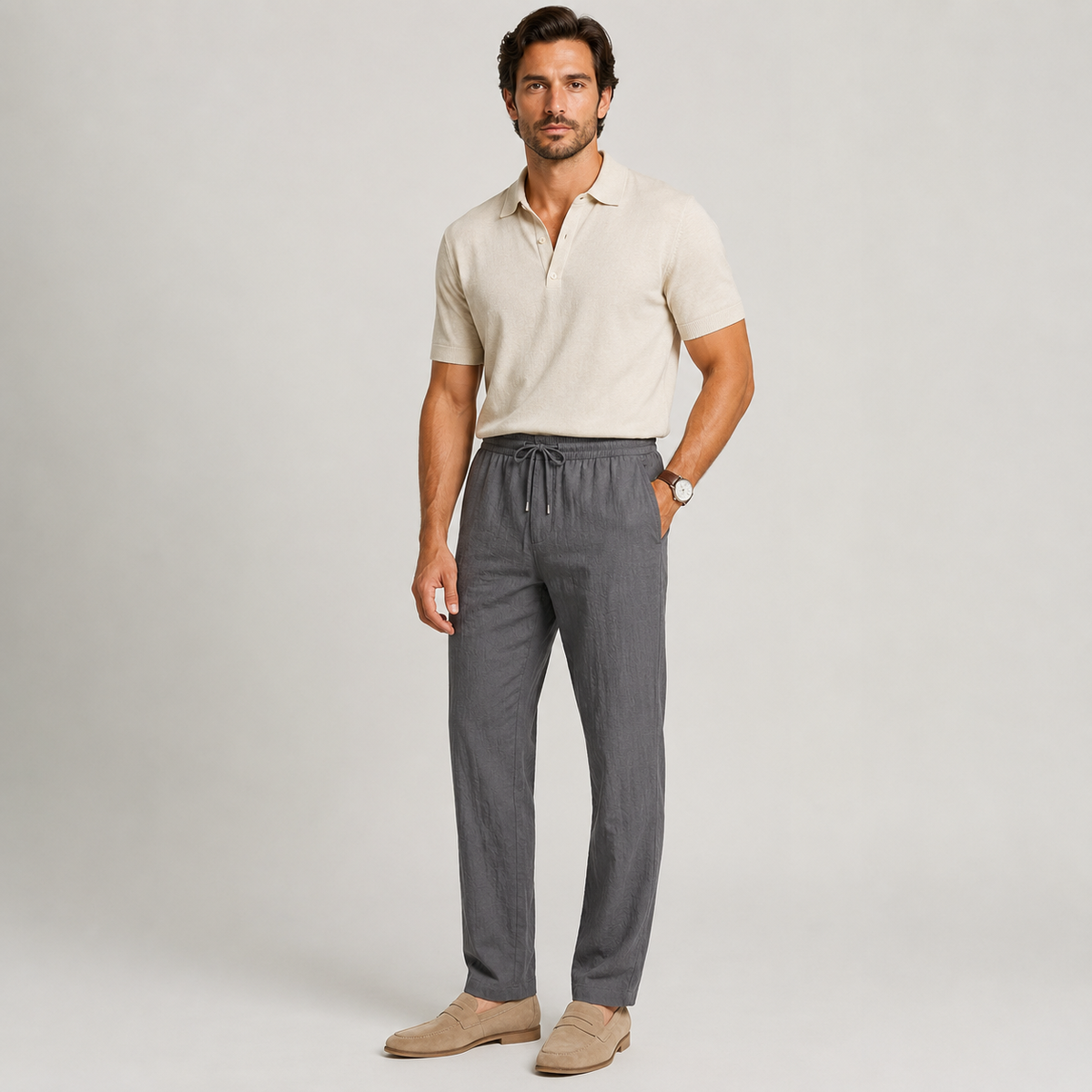 Men's elastic waist trousers – The Elliot by Huna – product view 6
